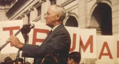 Truman at student rally