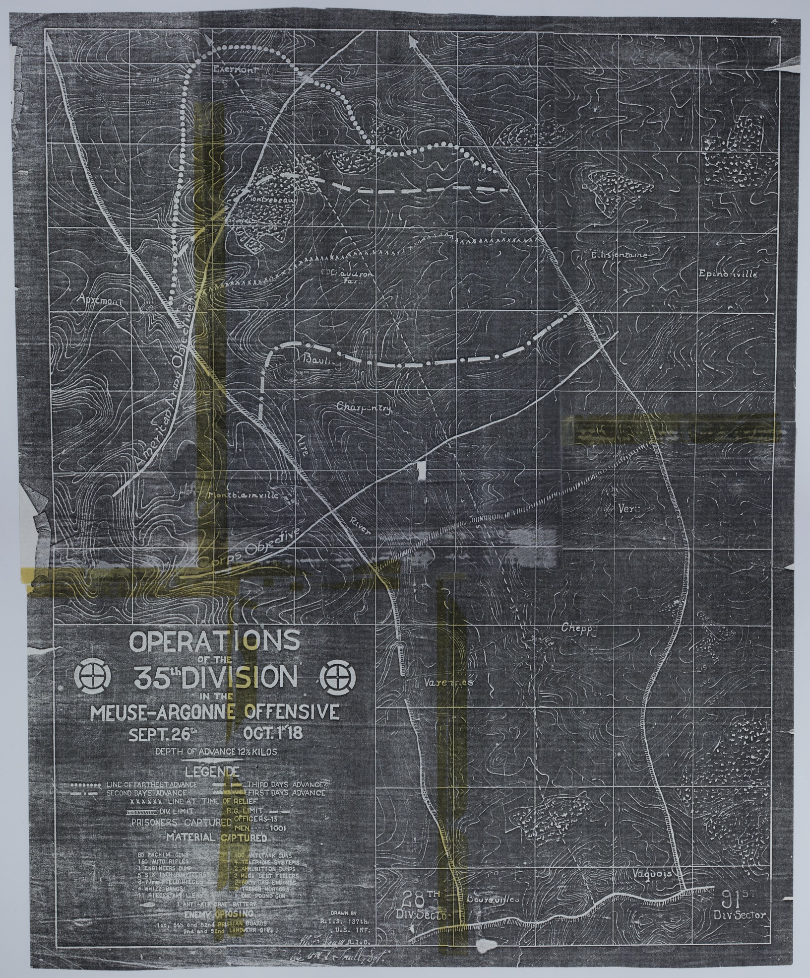 M1021.jpg Map of the 35th Division During the Meuse-Argonne Offensive