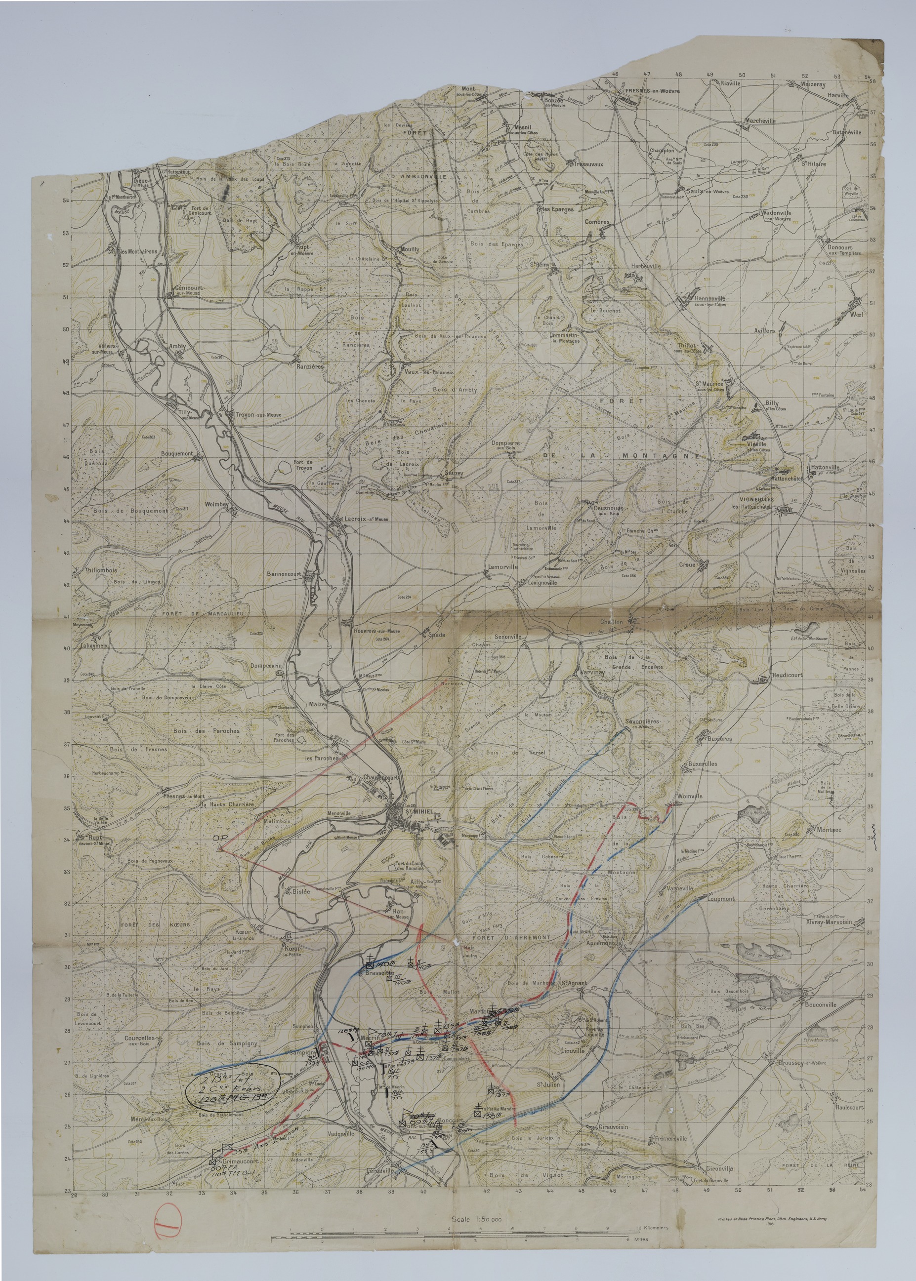 M1023.jpg Map of 35th Division Observation Posts and Positions Around St. Mihiel