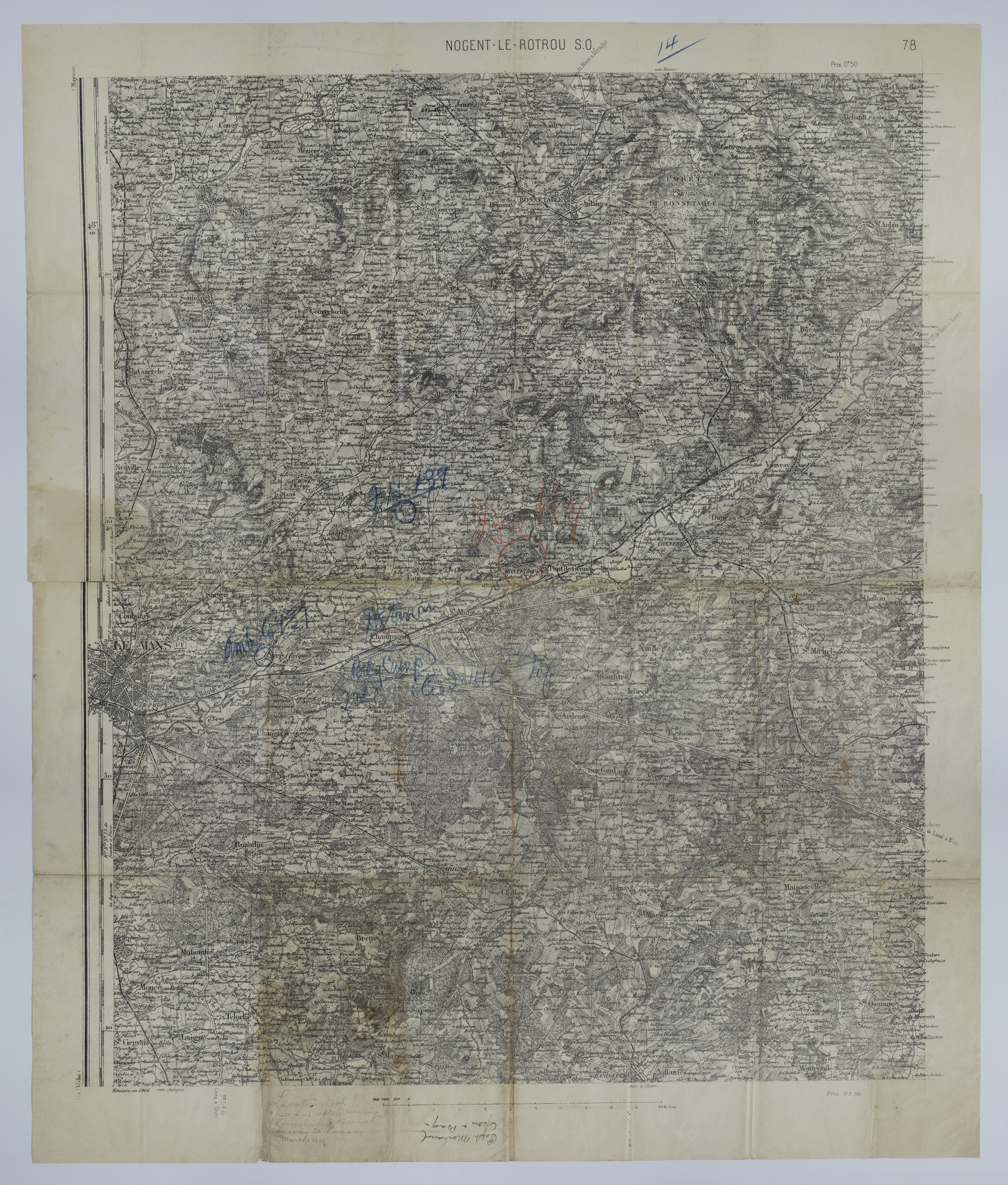 M1051.jpg Map of the Location of the 140th Infantry in March 1919