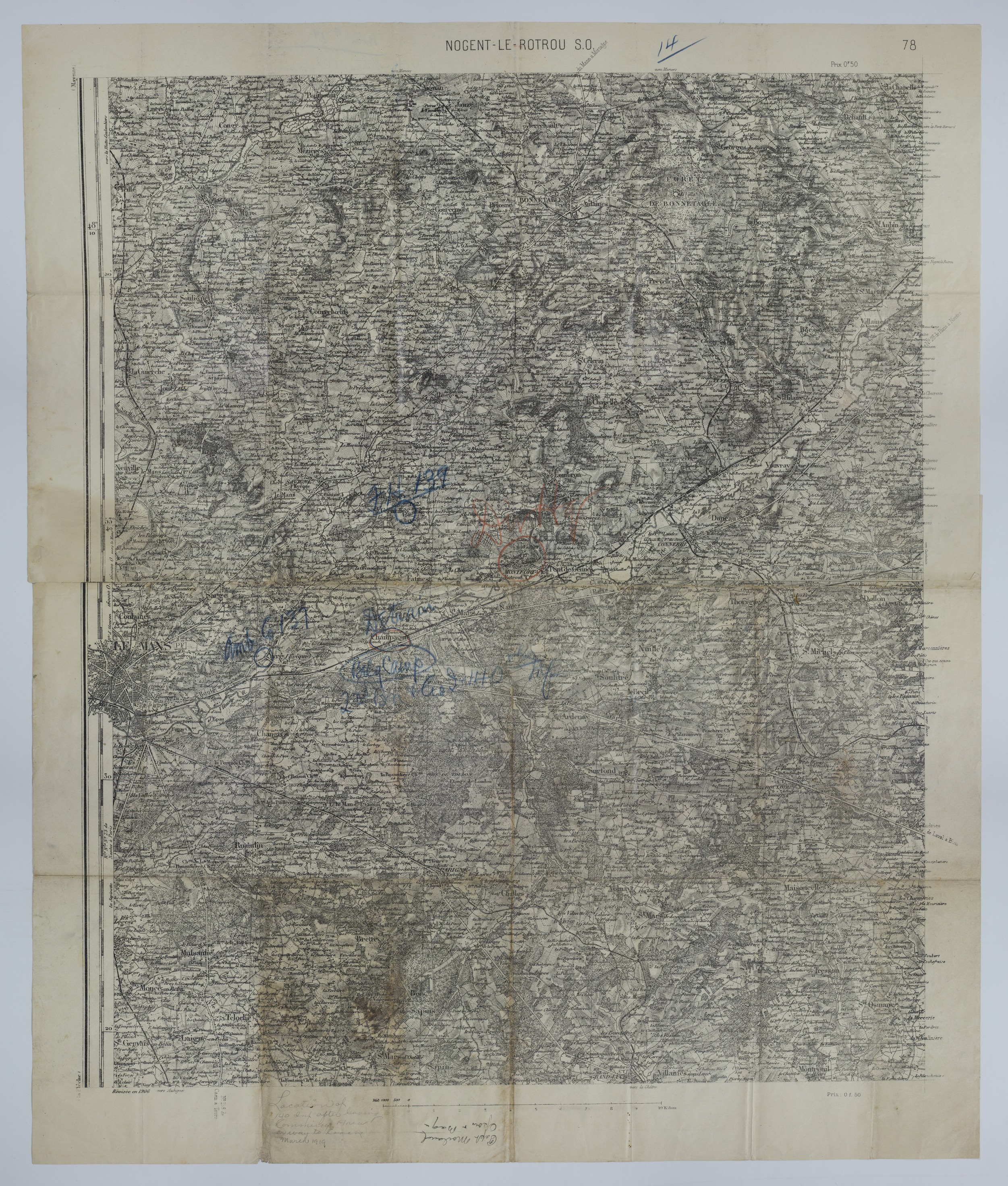 Map of the Location of the 140th Infantry in March 1919