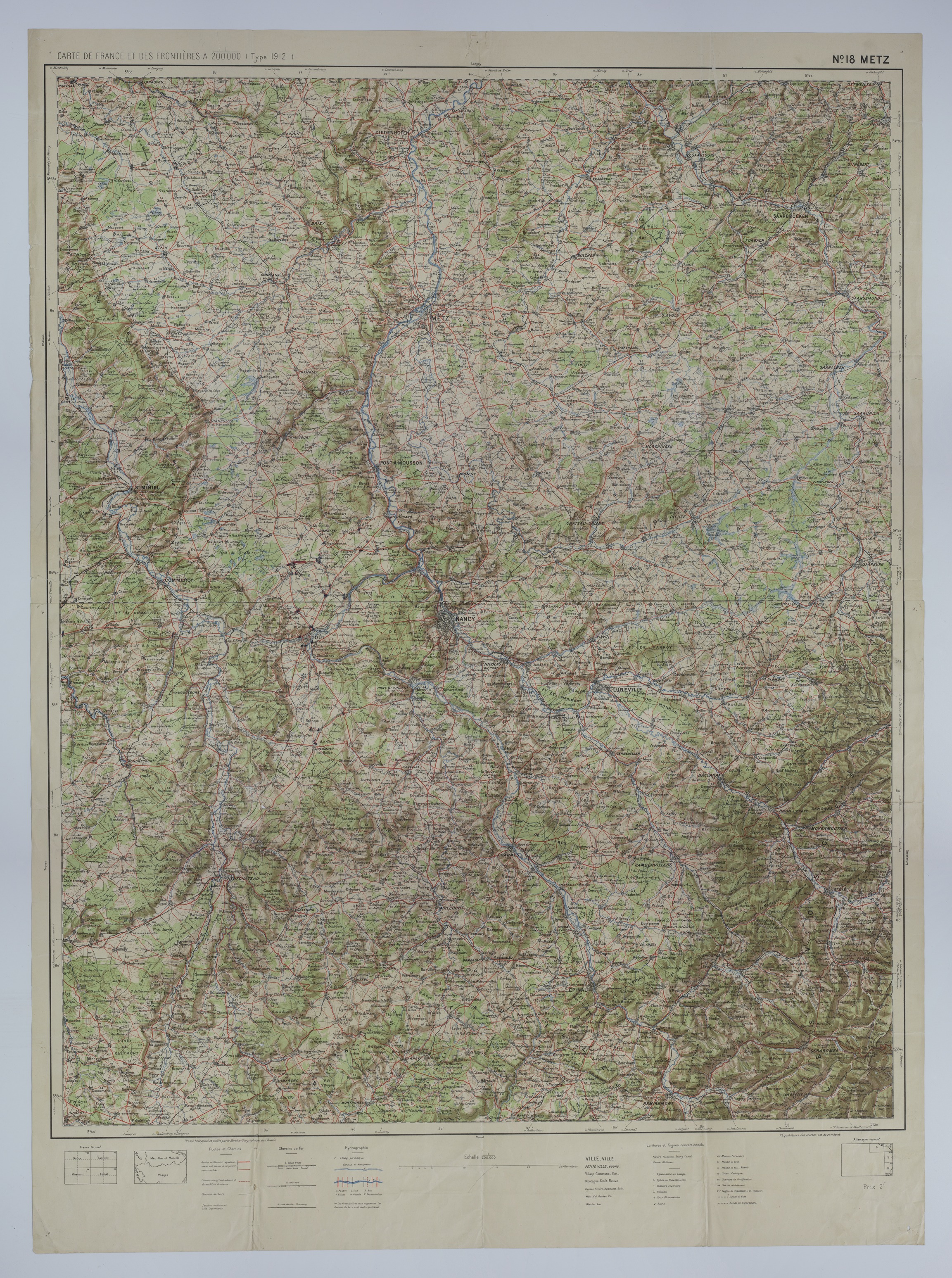 M1055.jpg Map of the Area around Metz, St. Mihiel, Commercy, Toul, Nancy, Luneville, and Epinal