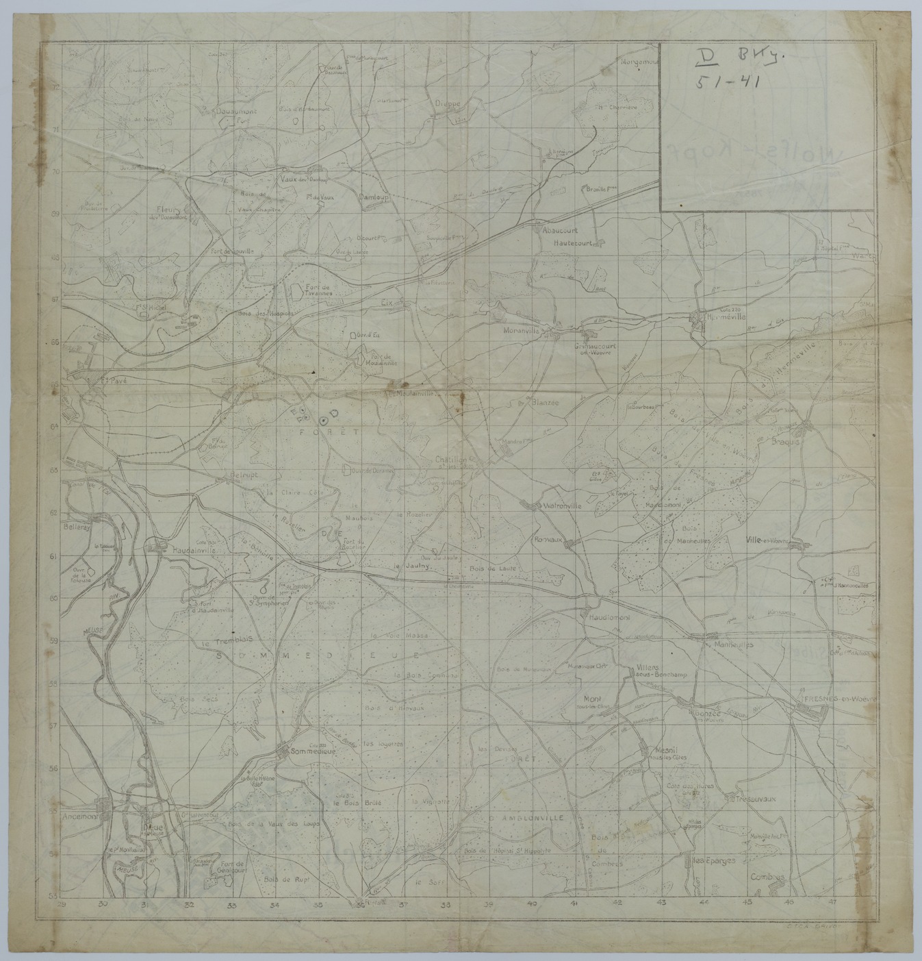 Map of 129th Field Artillery Positions