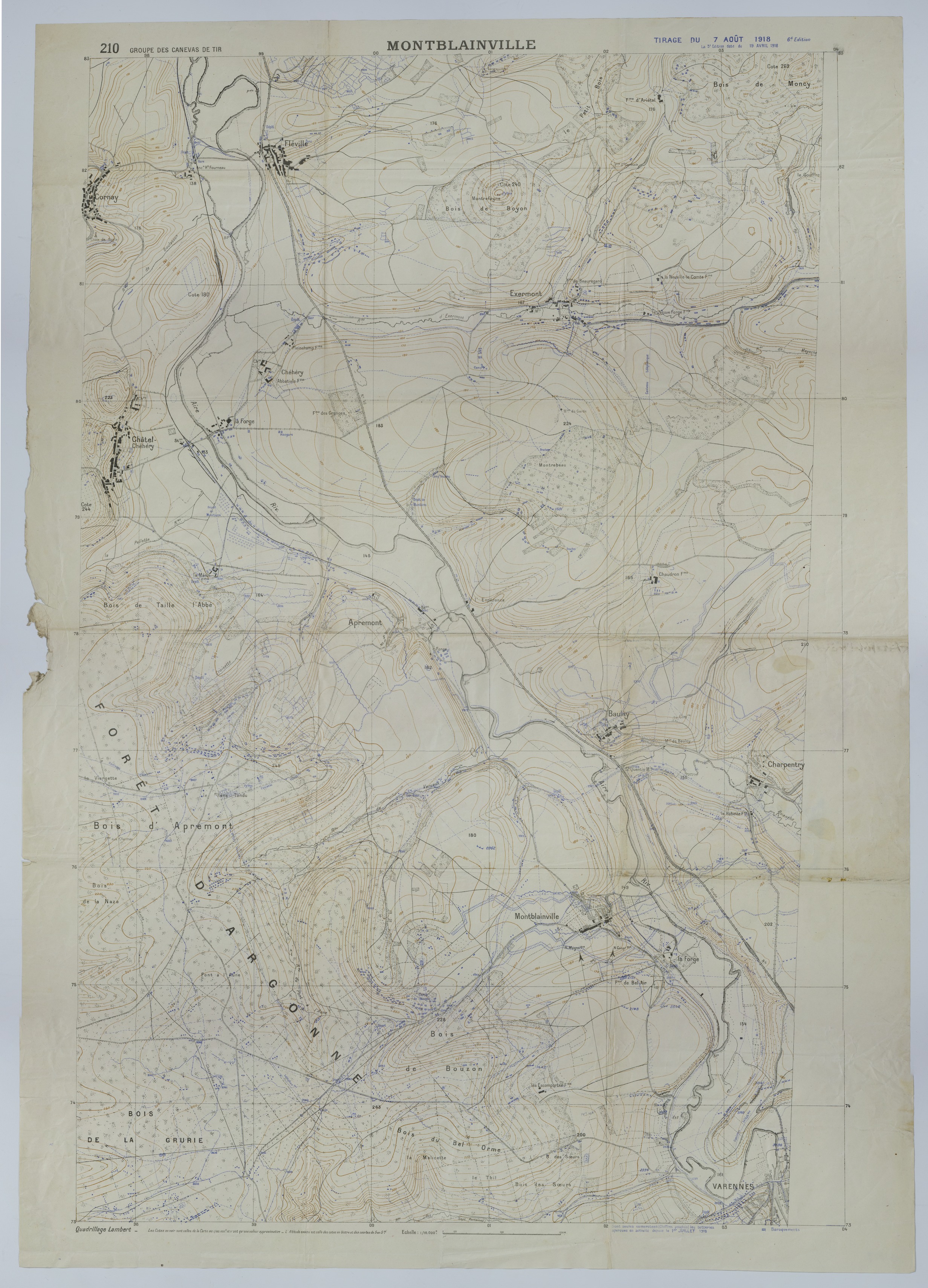 M1077.jpg Map of Barracks and Battery Positions around Montblainville and Exermont