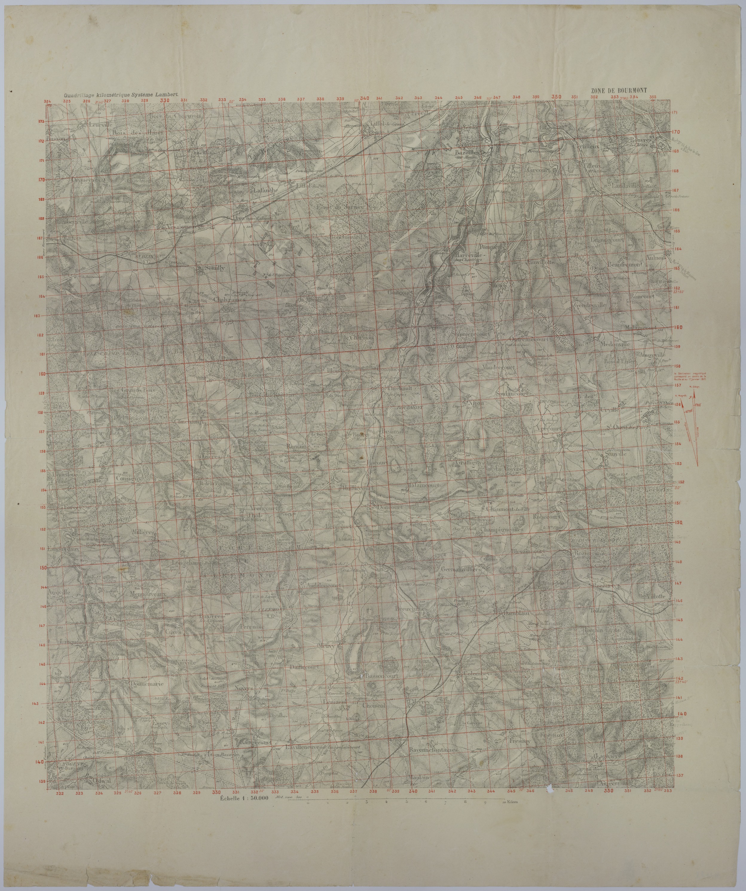 M1088.jpg Map of the Area Surrounding Bourmont and the Meuse River