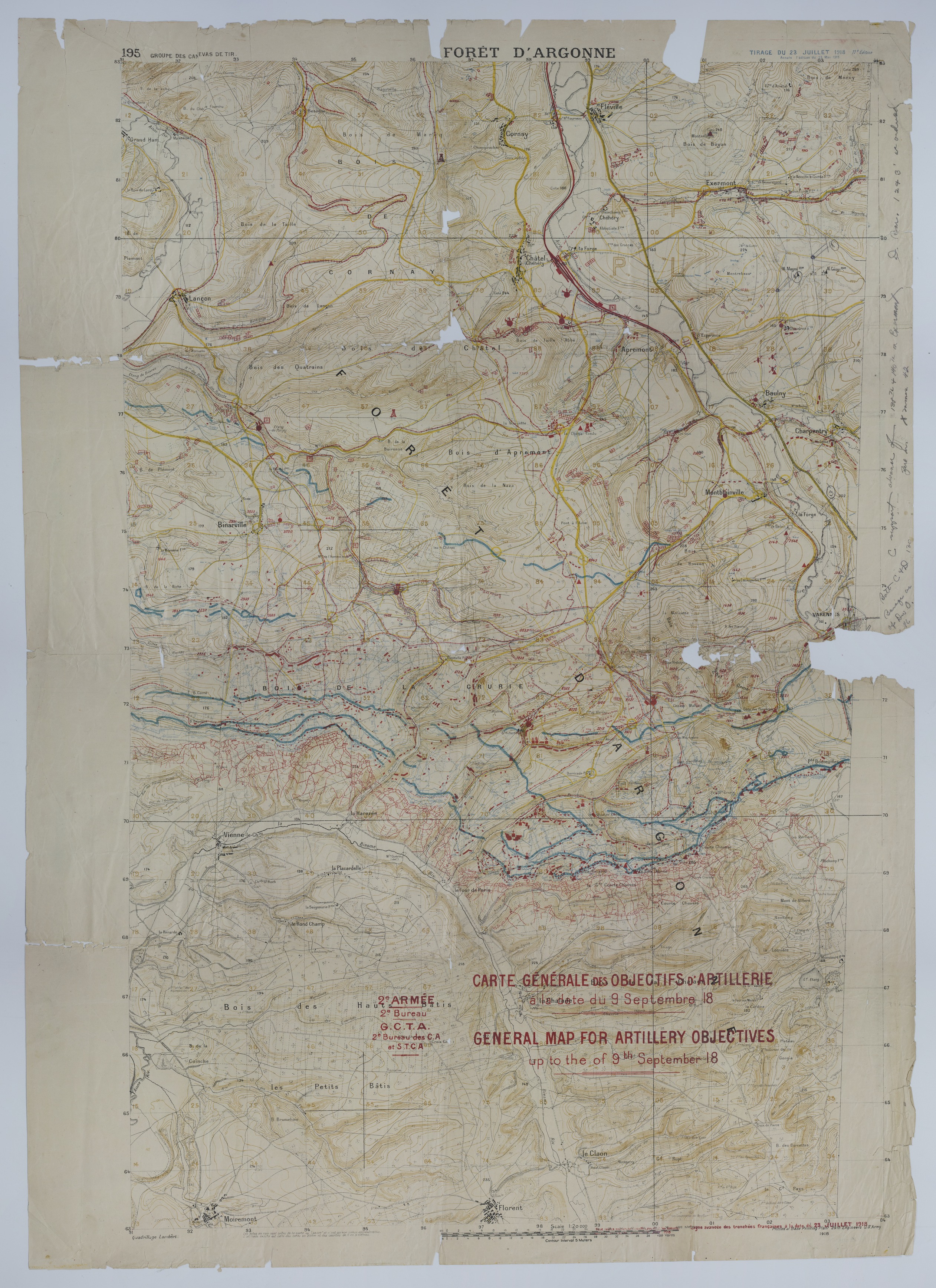 Map of Artillery Objectives in the Argonne Forest