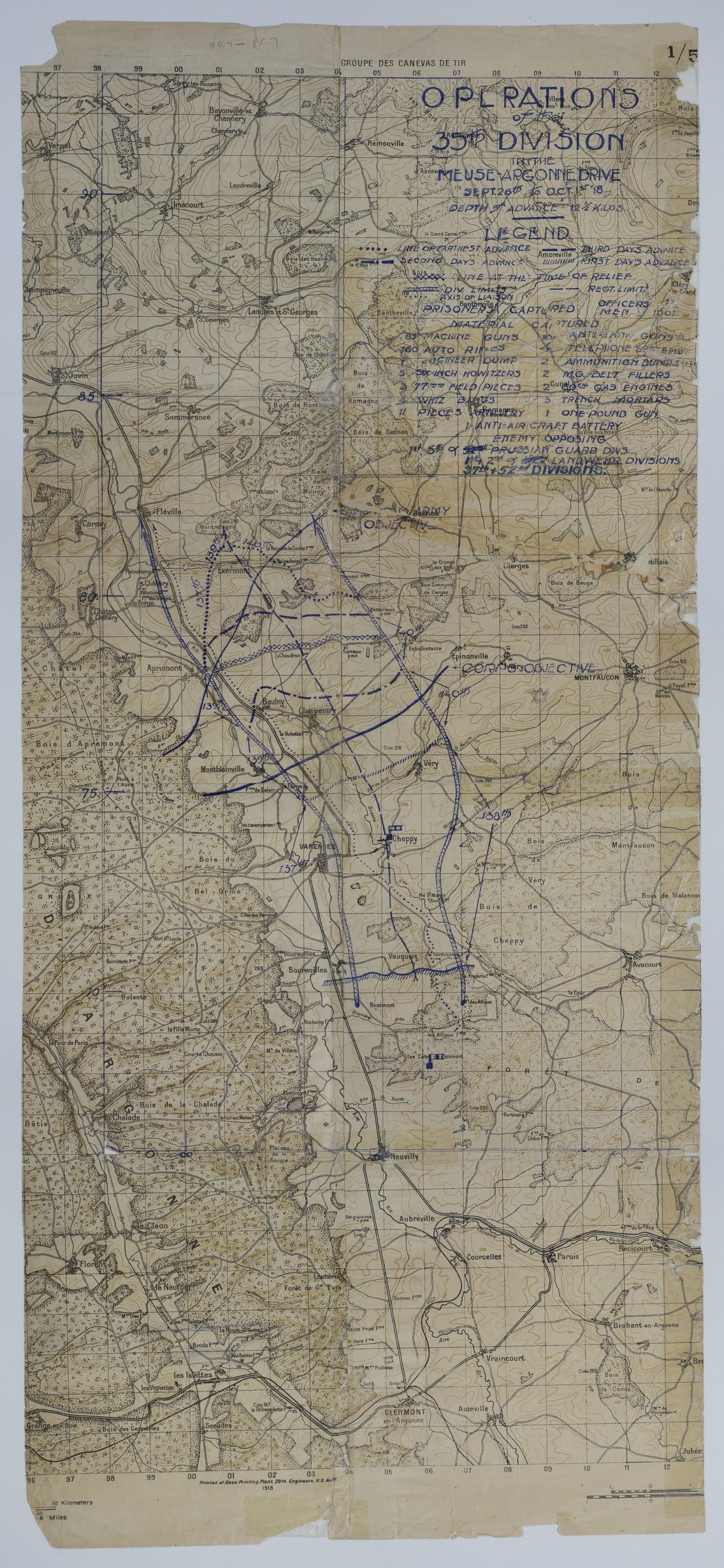 Map of 35th Division Operations During the Meuse-Argonne Offensive