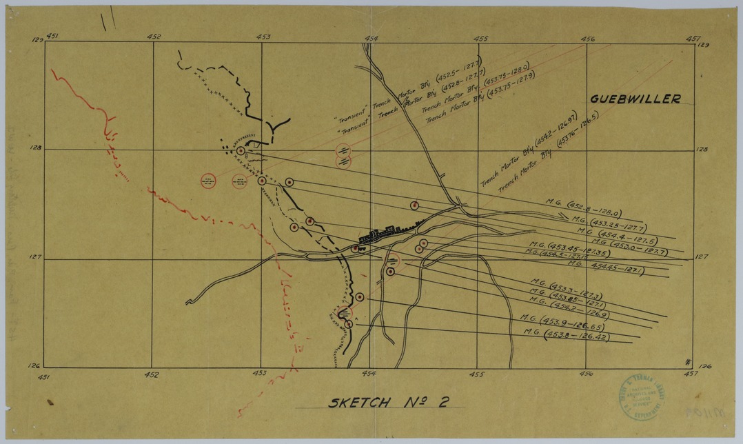 M1109.jpg Map of Mortar and Machine Gun Positions Near Guebwiller