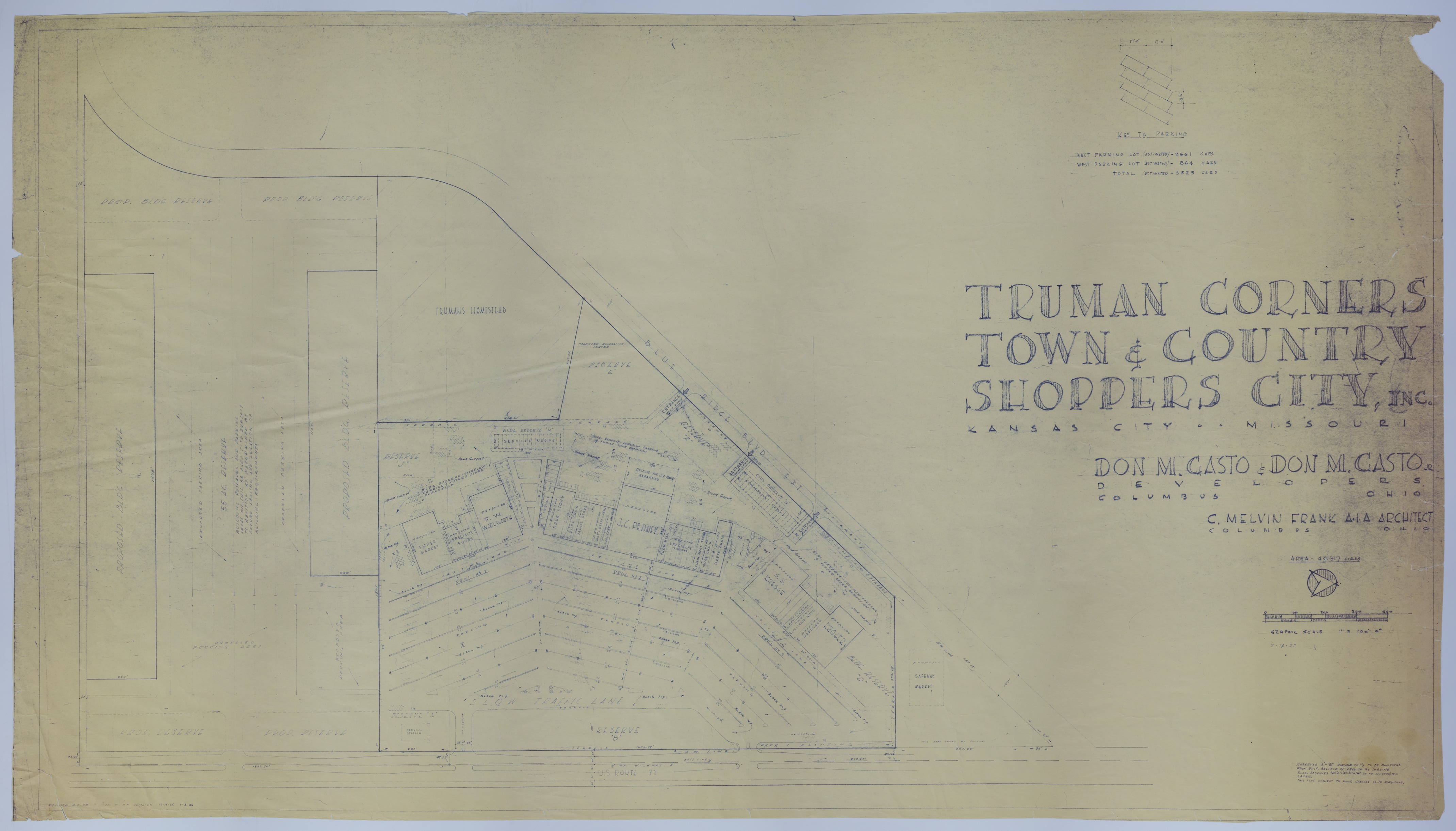 Drawing of the Planned Truman Corners Shopping Center in Grandview, Missouri