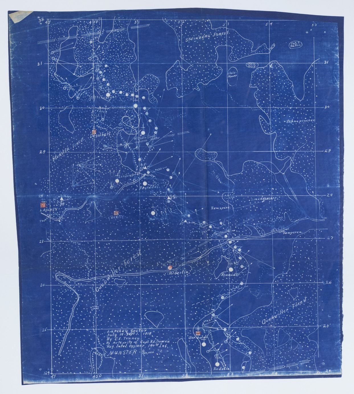 Map of the Larchey Sector from July 19 to September 1, 1918