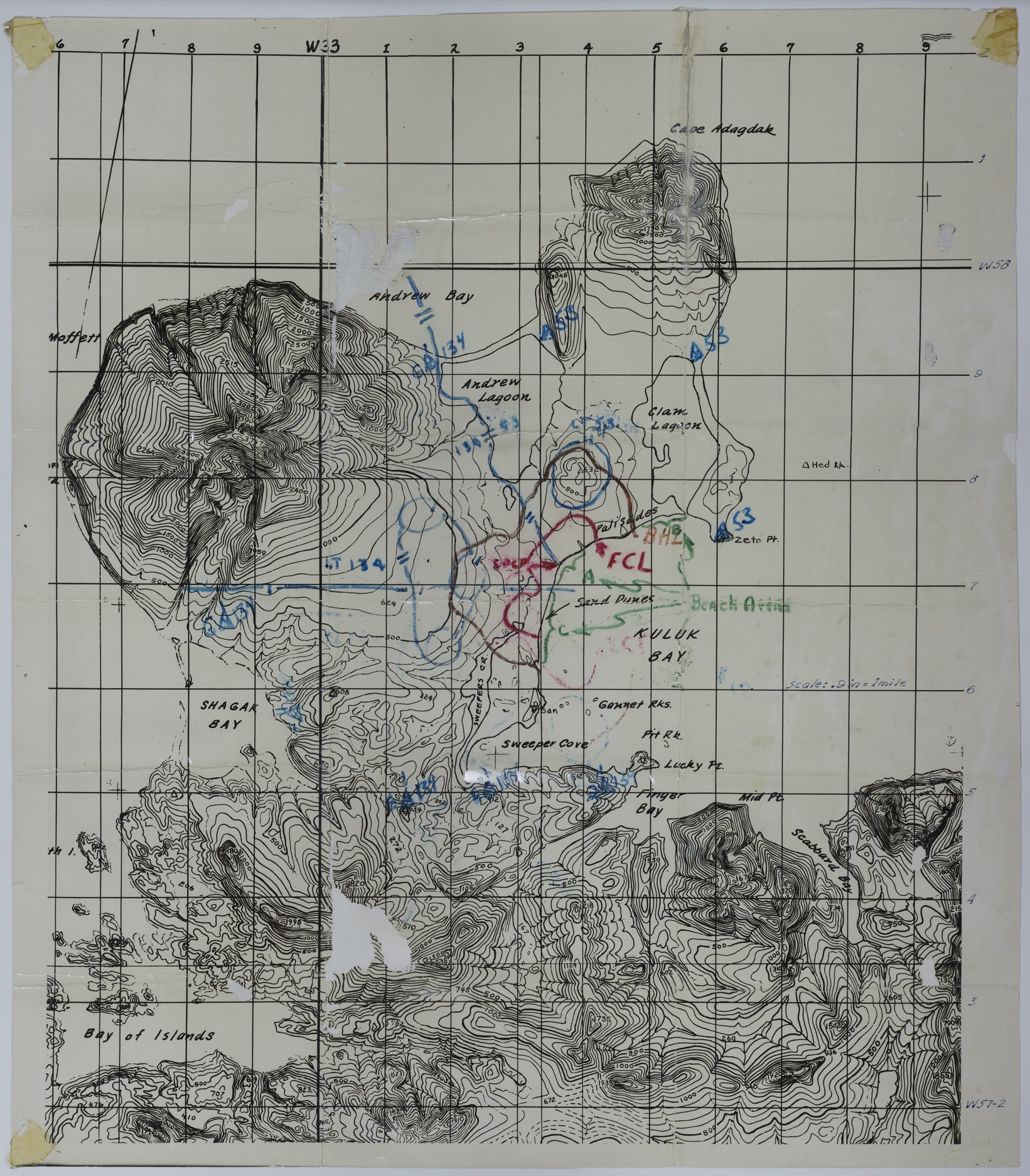 Map of the Landing at Adak Island