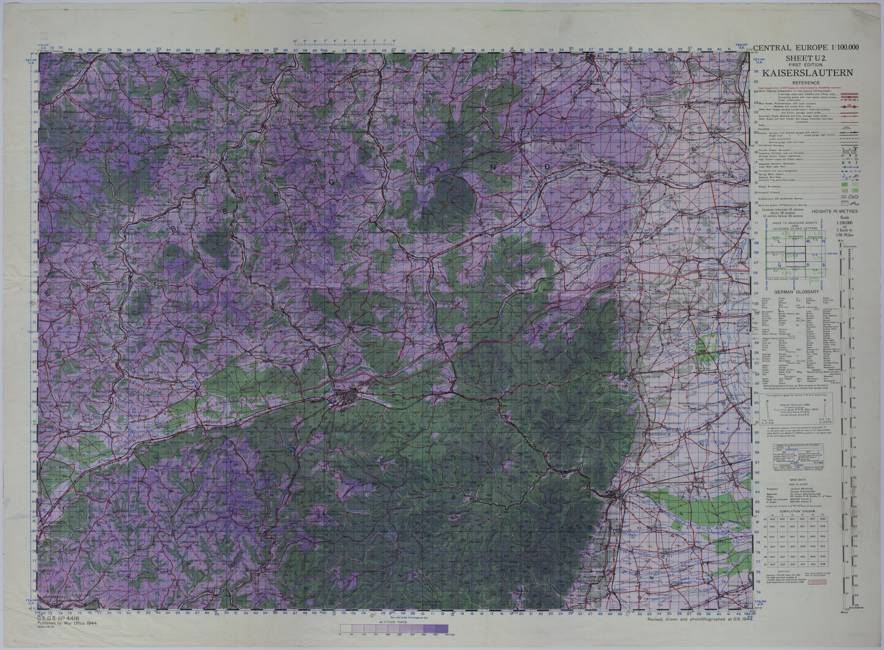 Map of the Area Near Kaiserslautern, Germany