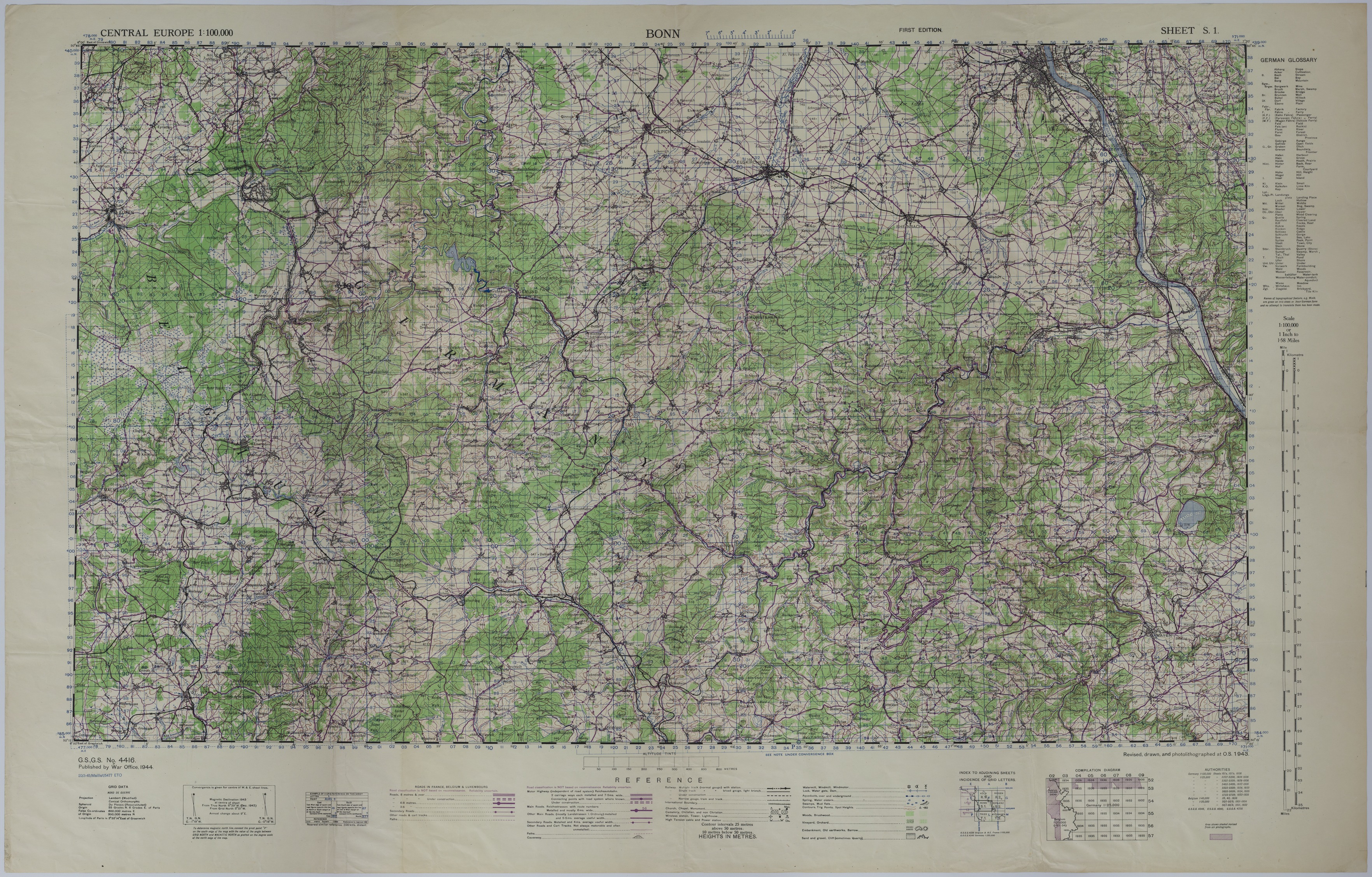 Map of the Area Near Bonn, Germany