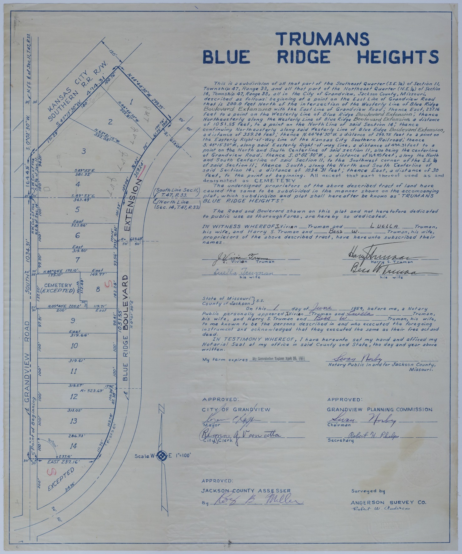 Drawing of the Planned Truman's Blue Ridge Heights in Grandview, Missouri