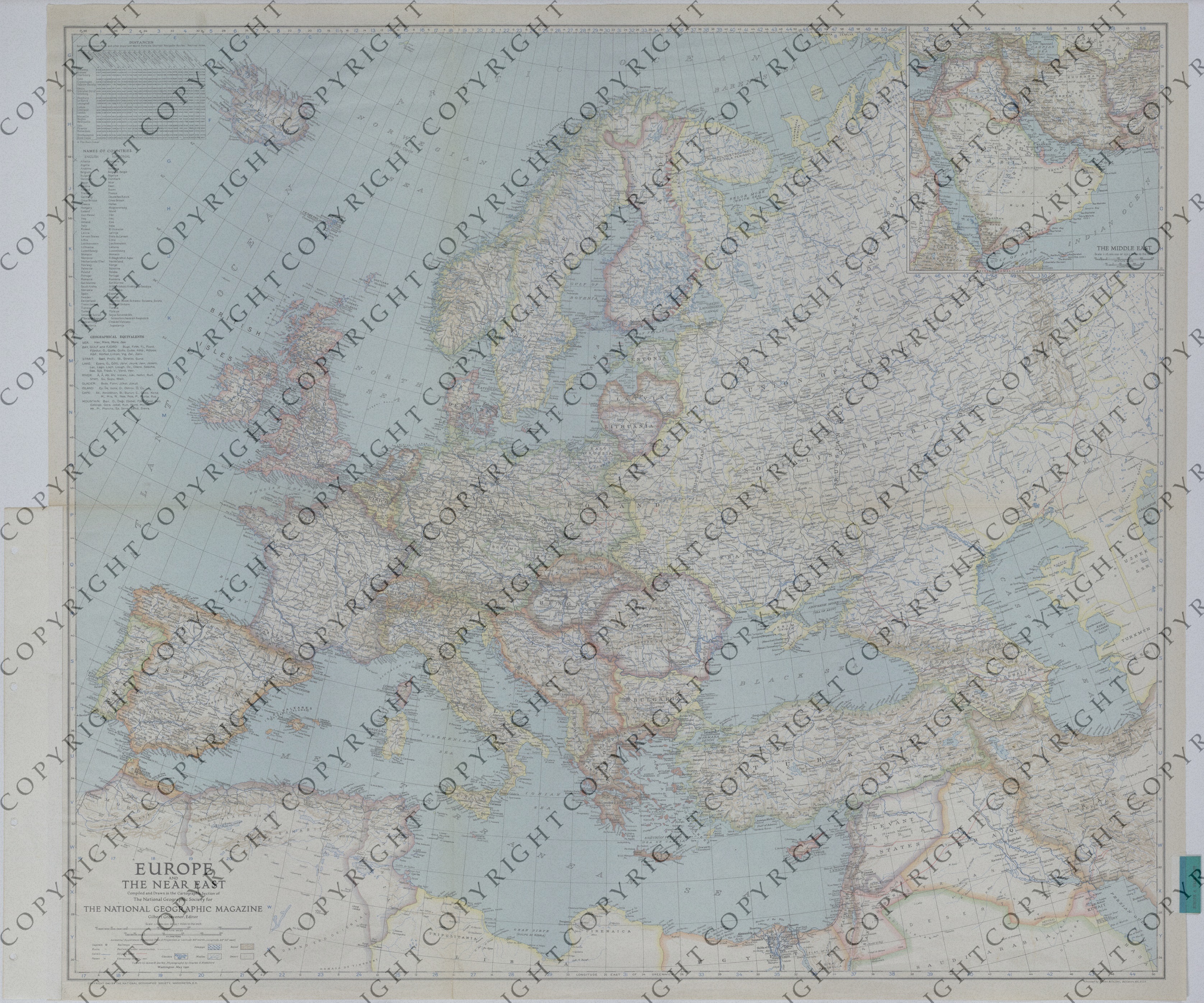 Map of Europe and the Near East