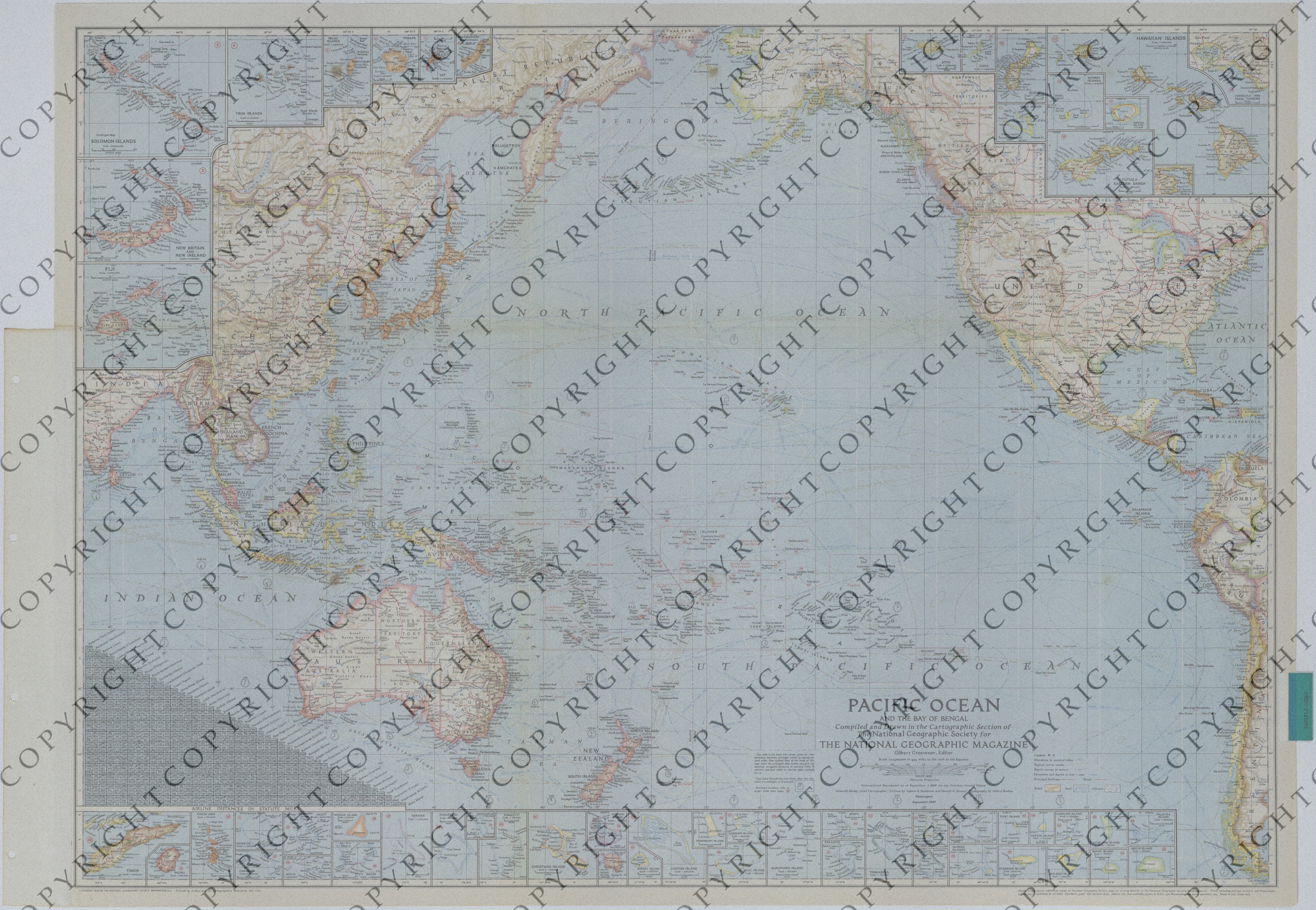 Map of the Pacific Ocean and Adjacent Areas