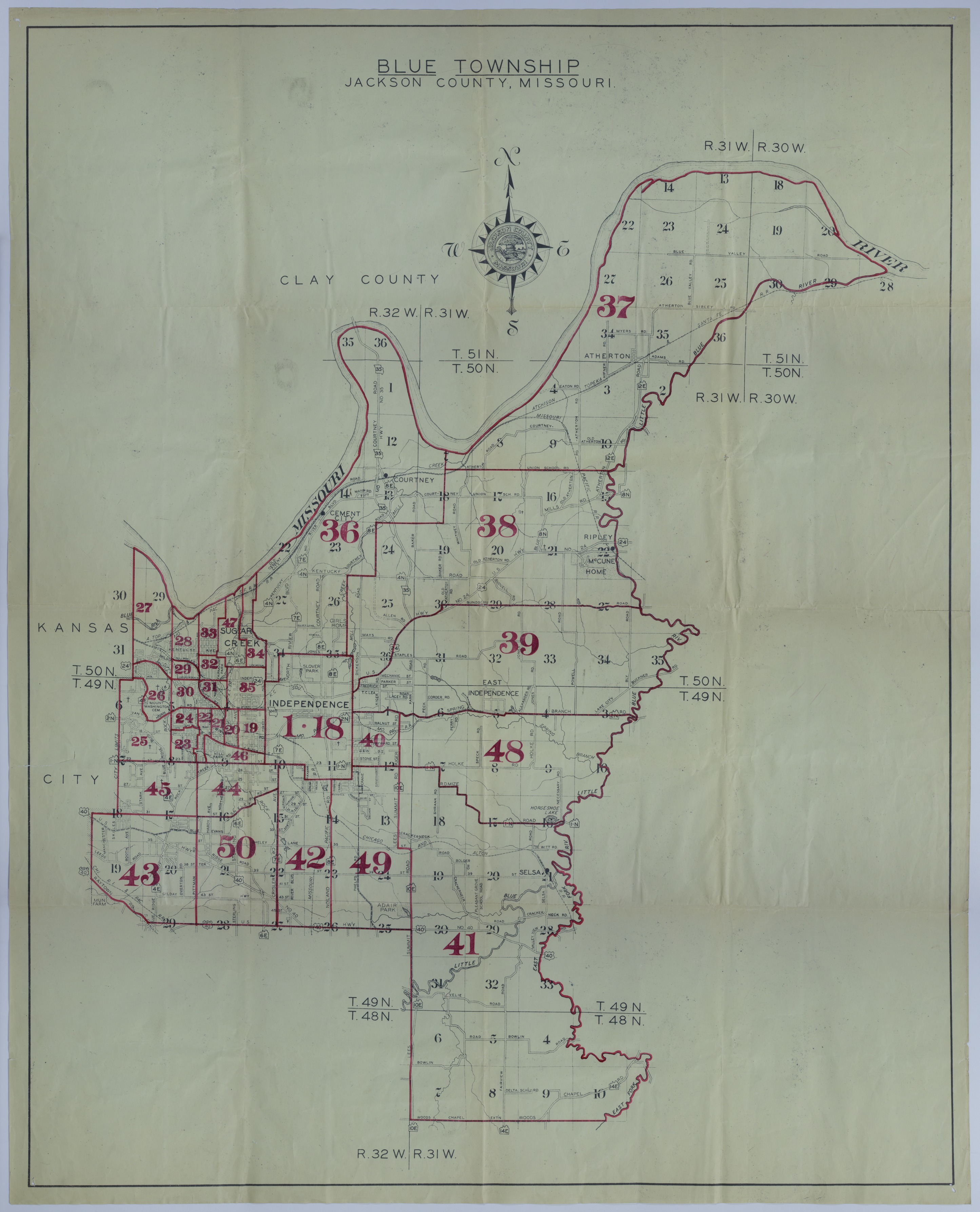 Map of Blue Township in Jackson County, Missouri