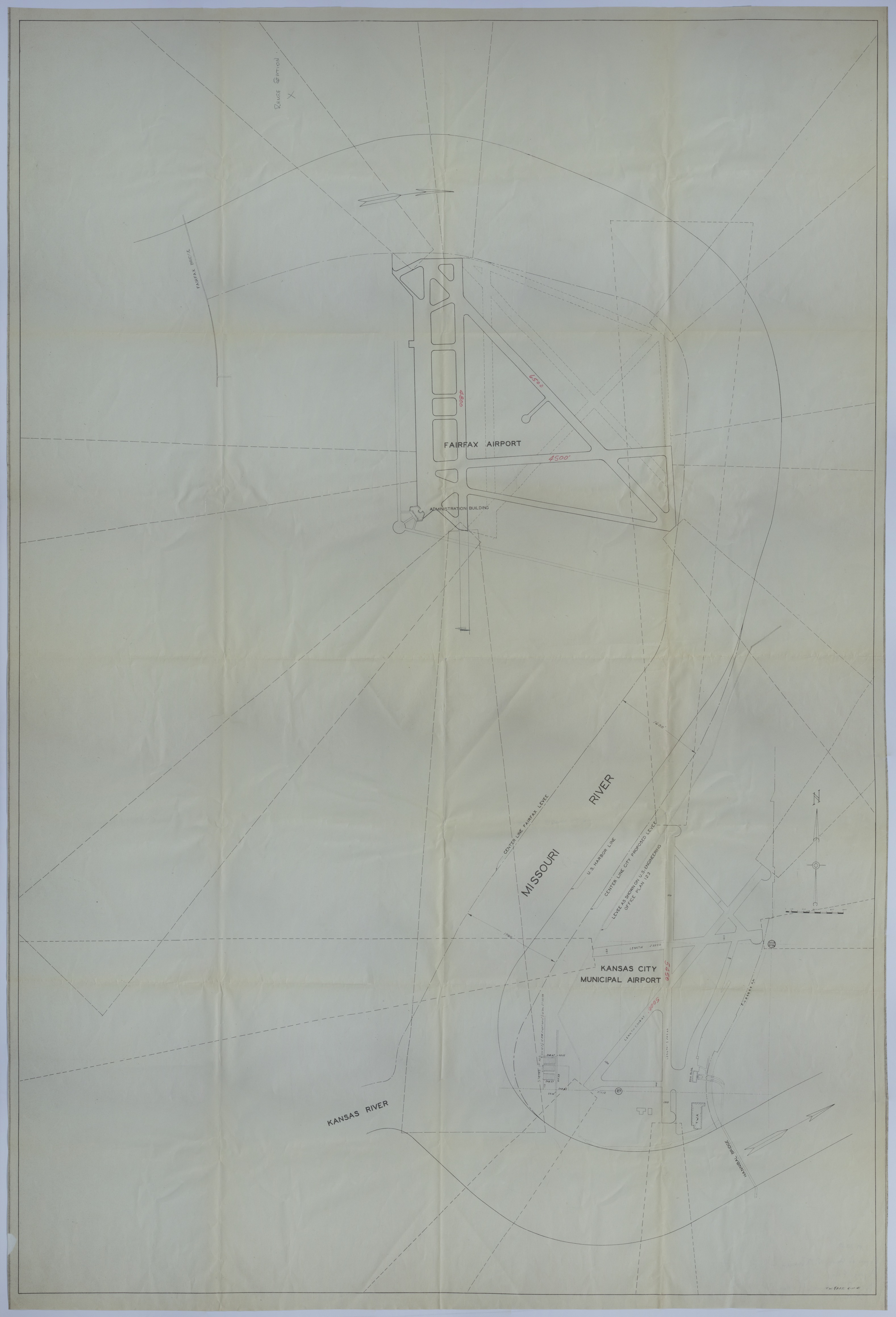 M125.jpg Drawing of the Kansas City Municipal Airport and Fairfax Airport