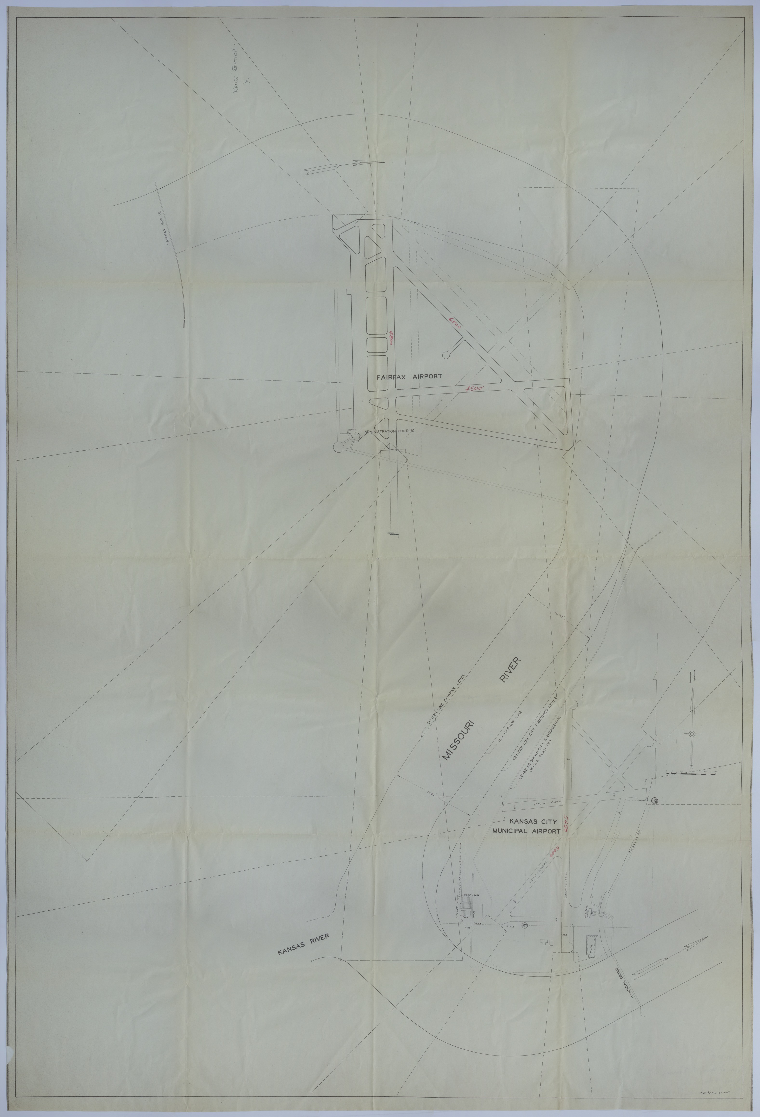 Drawing of the Kansas City Municipal Airport and Fairfax Airport