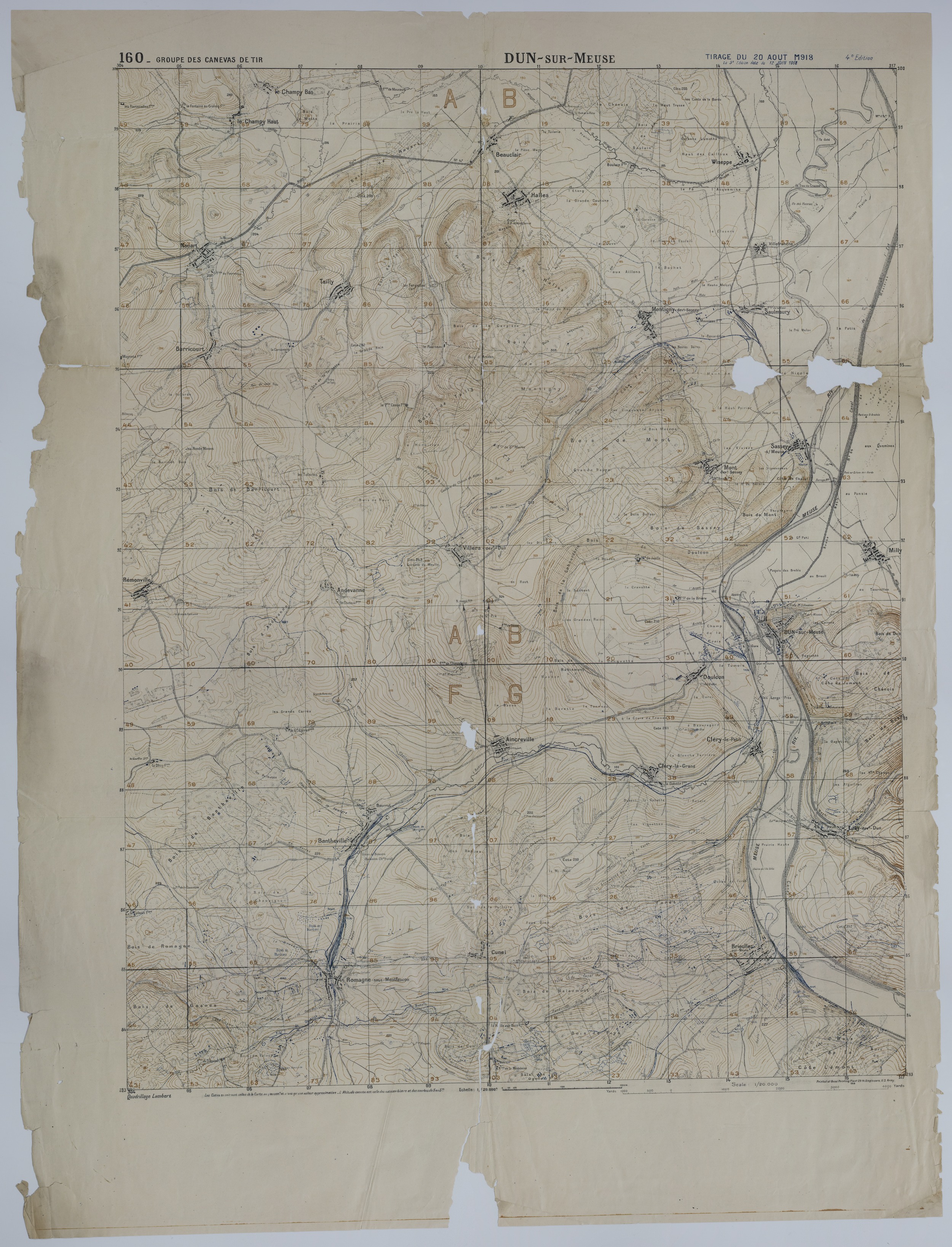 M1290.jpg Map of the Area Around Dun-sur-Meuse