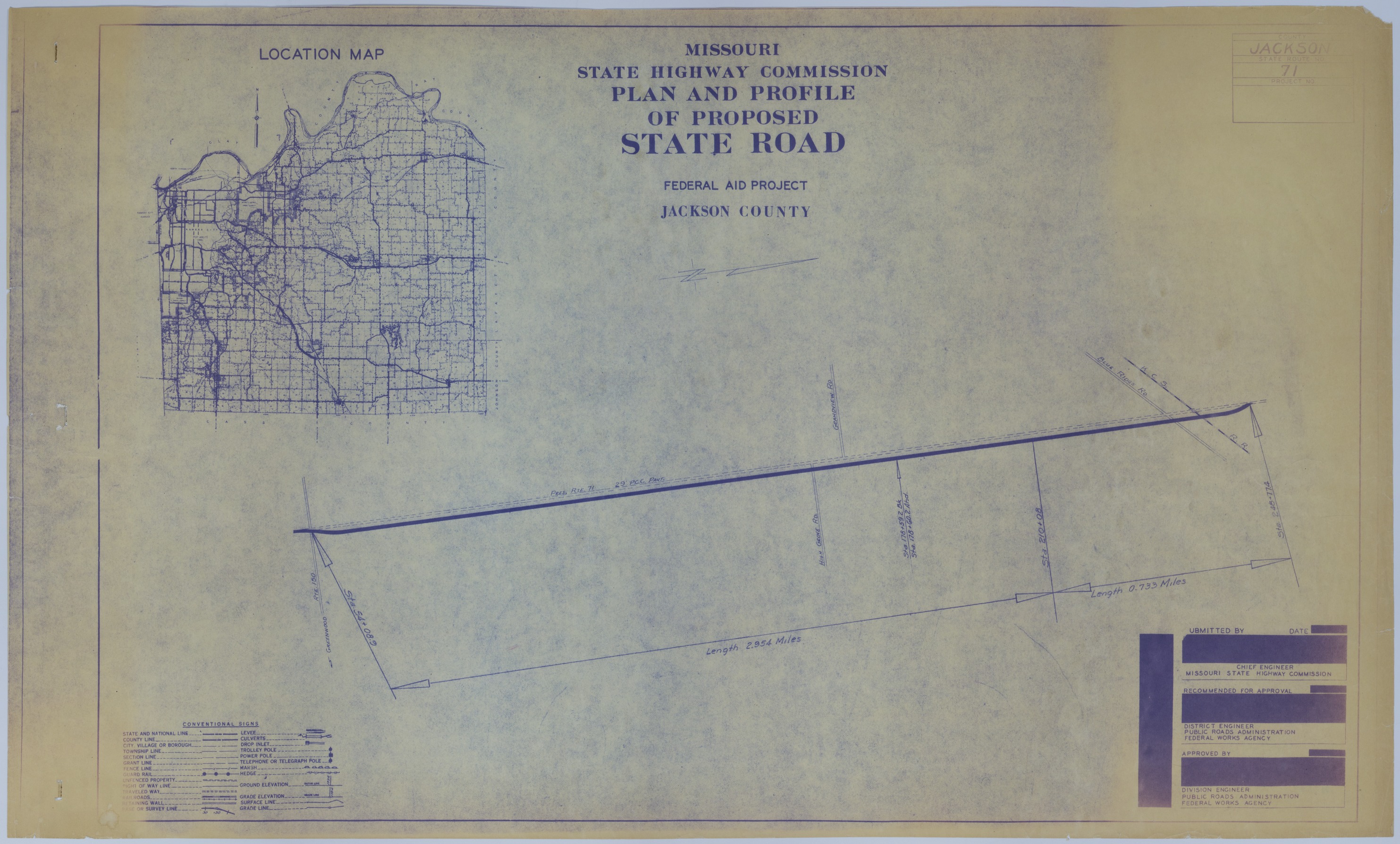 Drawing of Changes to U.S. Route 71 in Grandview, Missouri