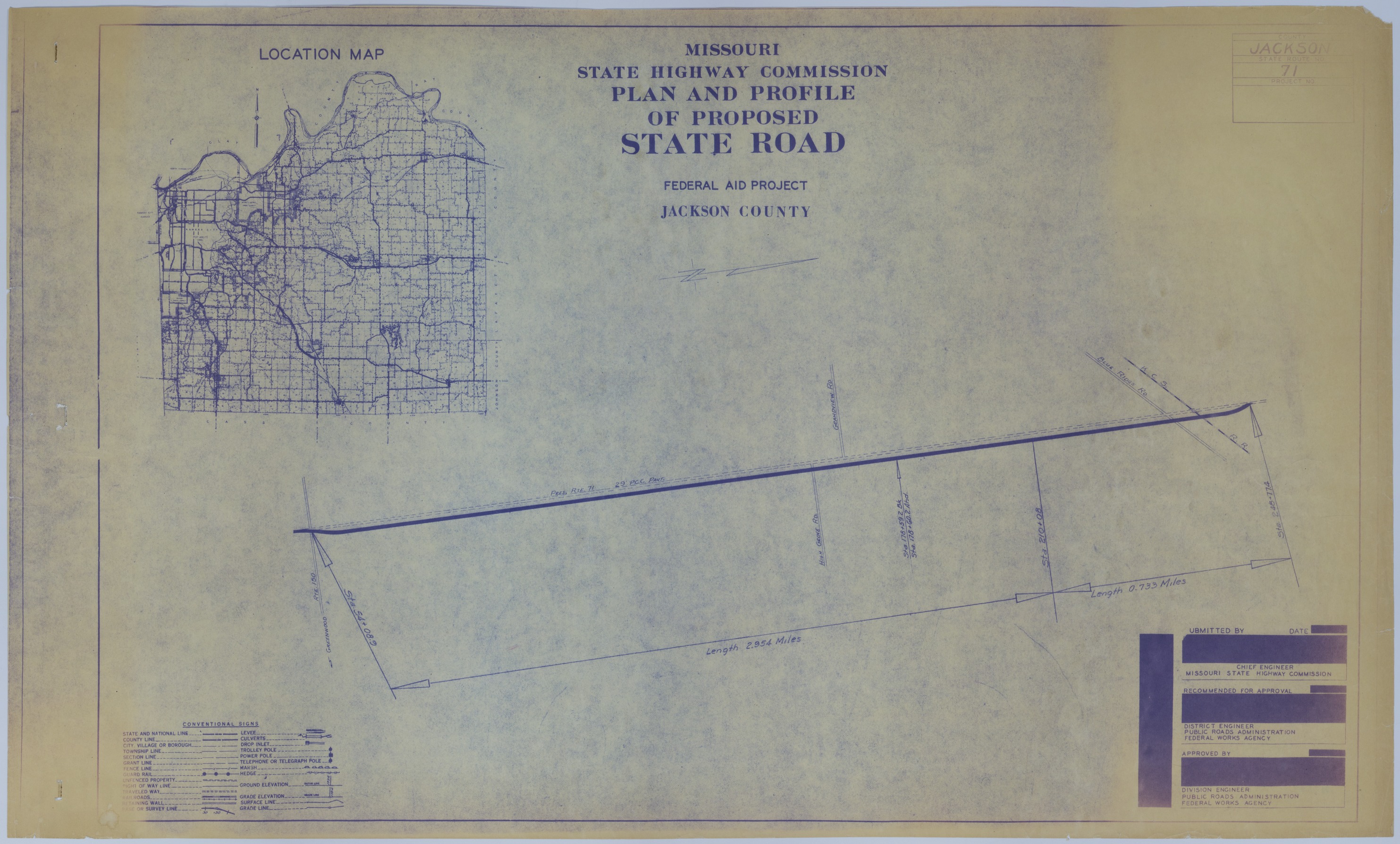 M130.jpg Drawing of Changes to U.S. Route 71 in Grandview, Missouri