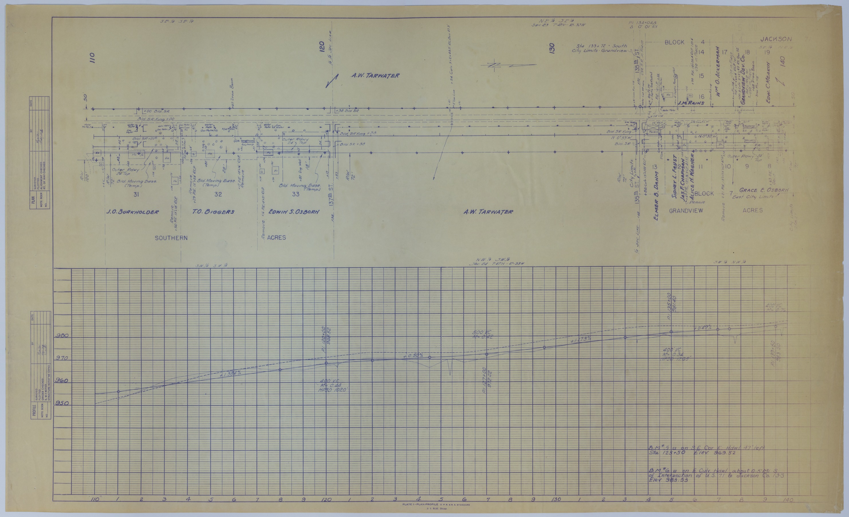 M135.jpg Drawing of Changes to U.S. Route 71 in Grandview, Missouri