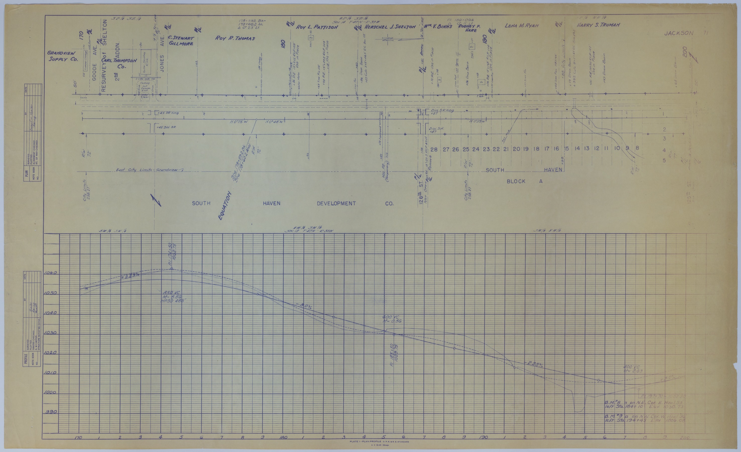 Drawing of Changes to U.S. Route 71 in Grandview, Missouri