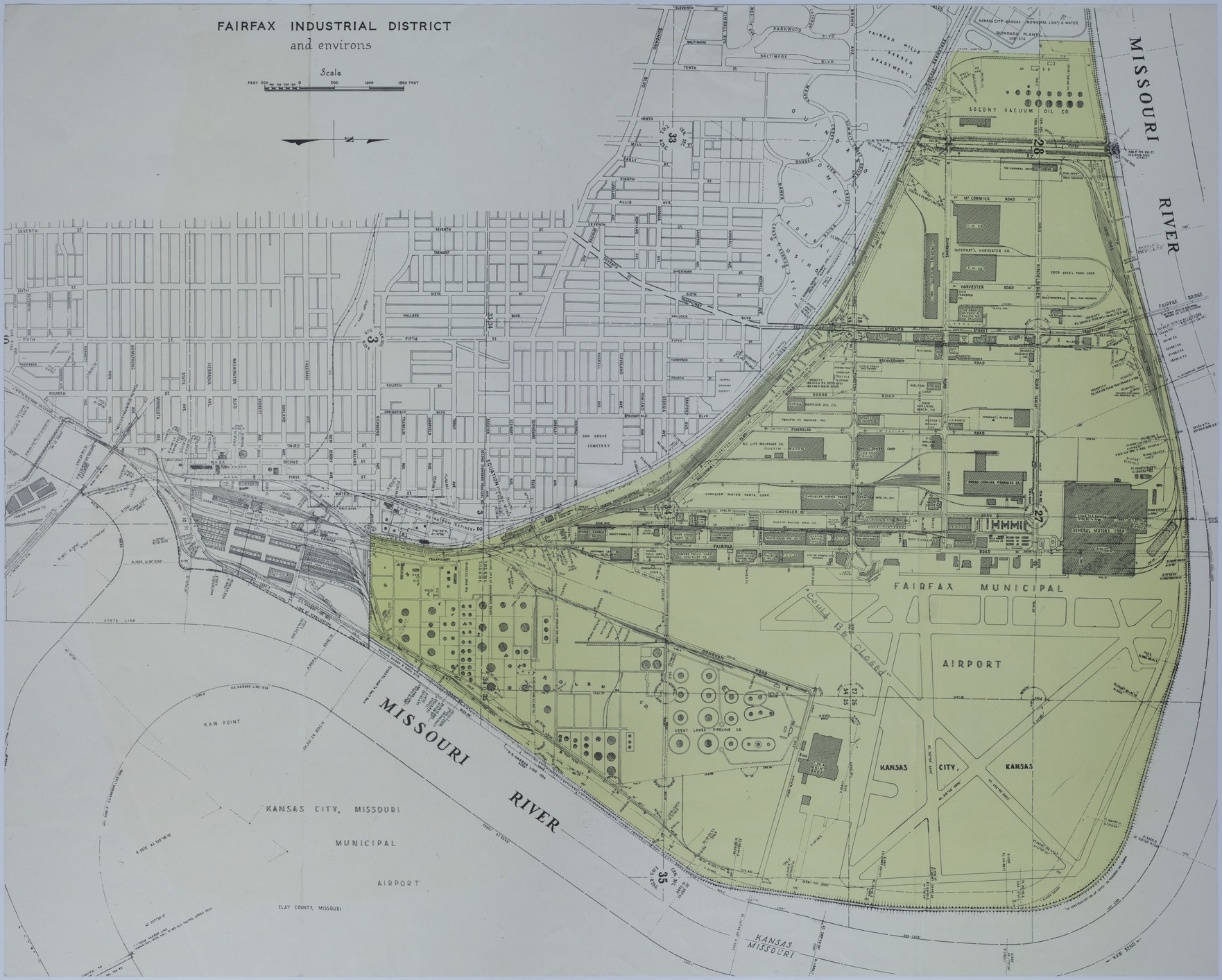 Map of the Fairfax Industrial District in Kansas City, Kansas
