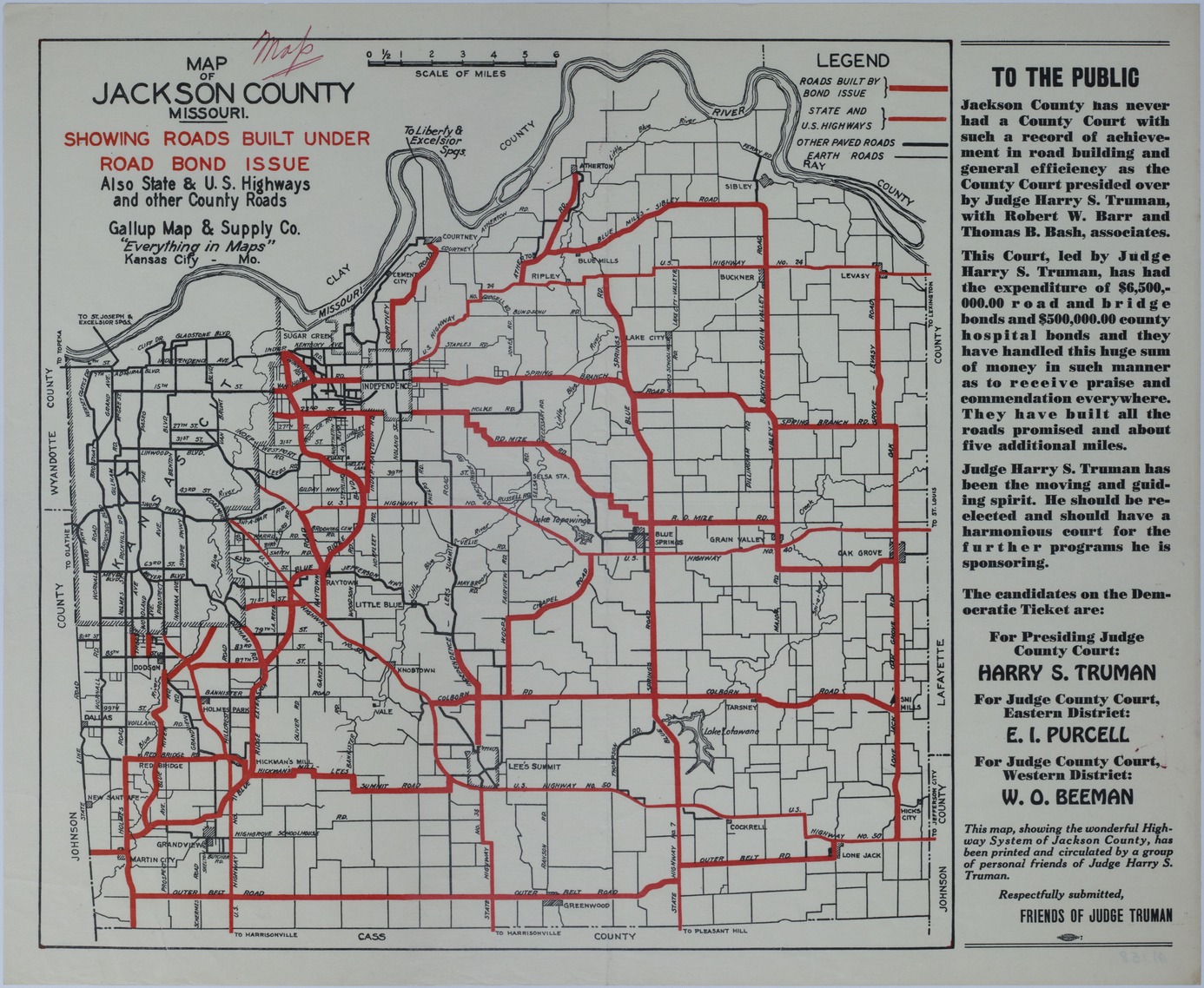 Map of Jackson County, Missouri Road Improvements