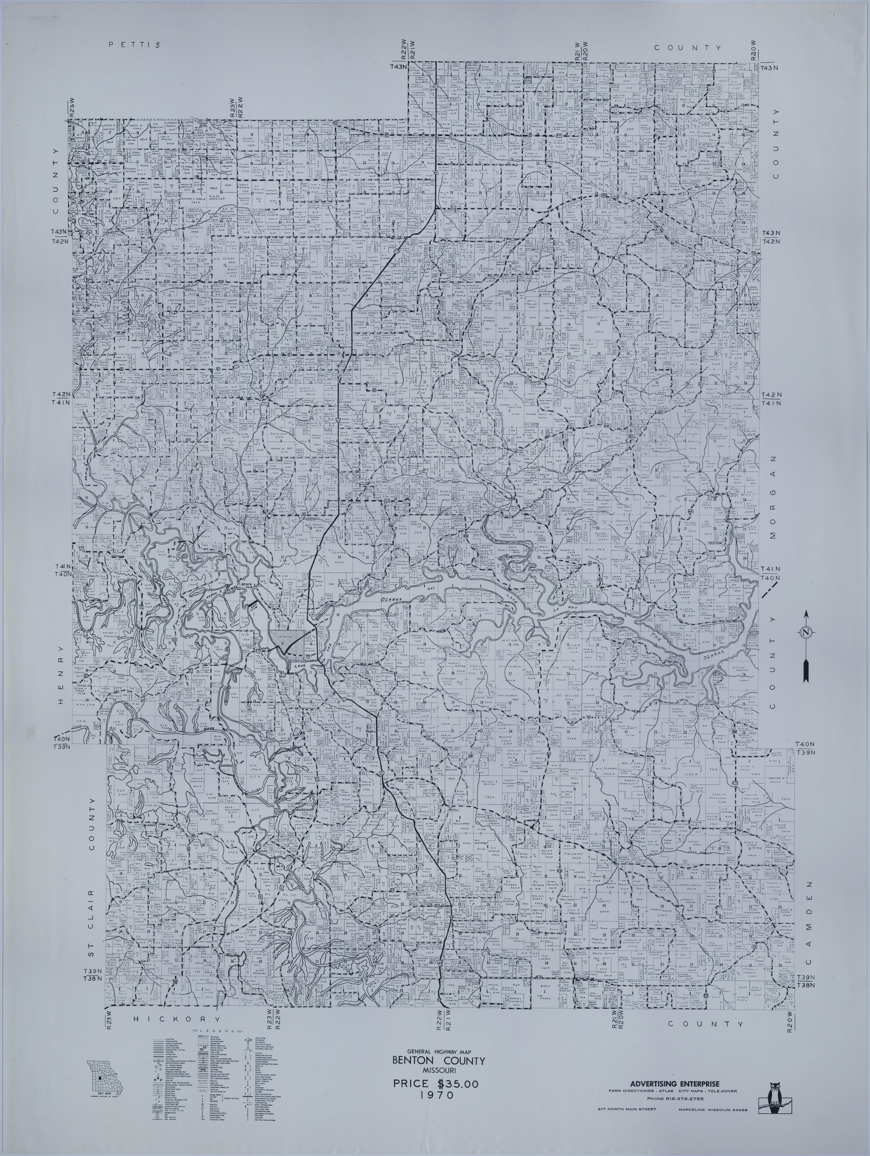 M164.jpg Map of Benton County, Missouri