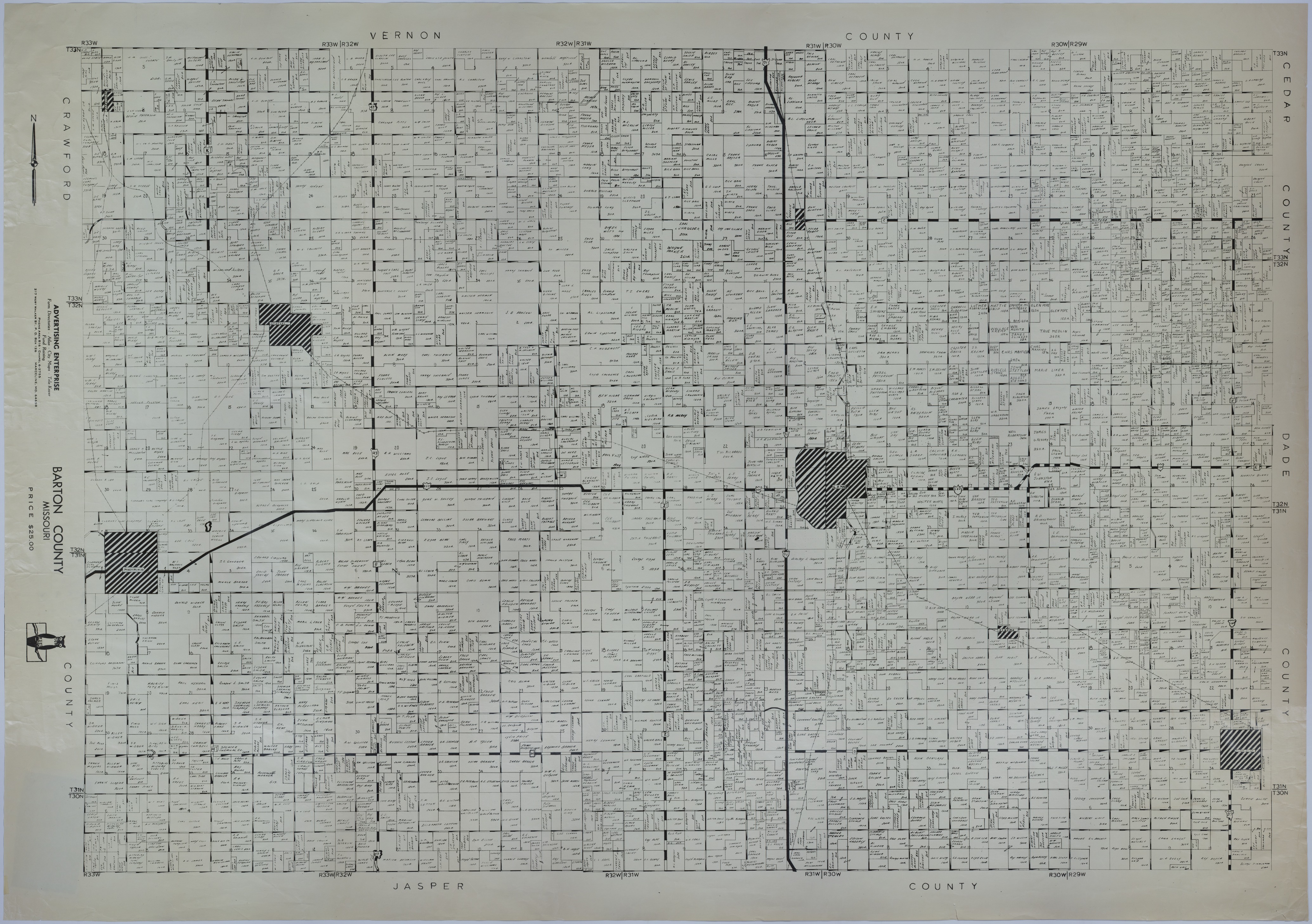 M165.jpg Map of Barton County, Missouri