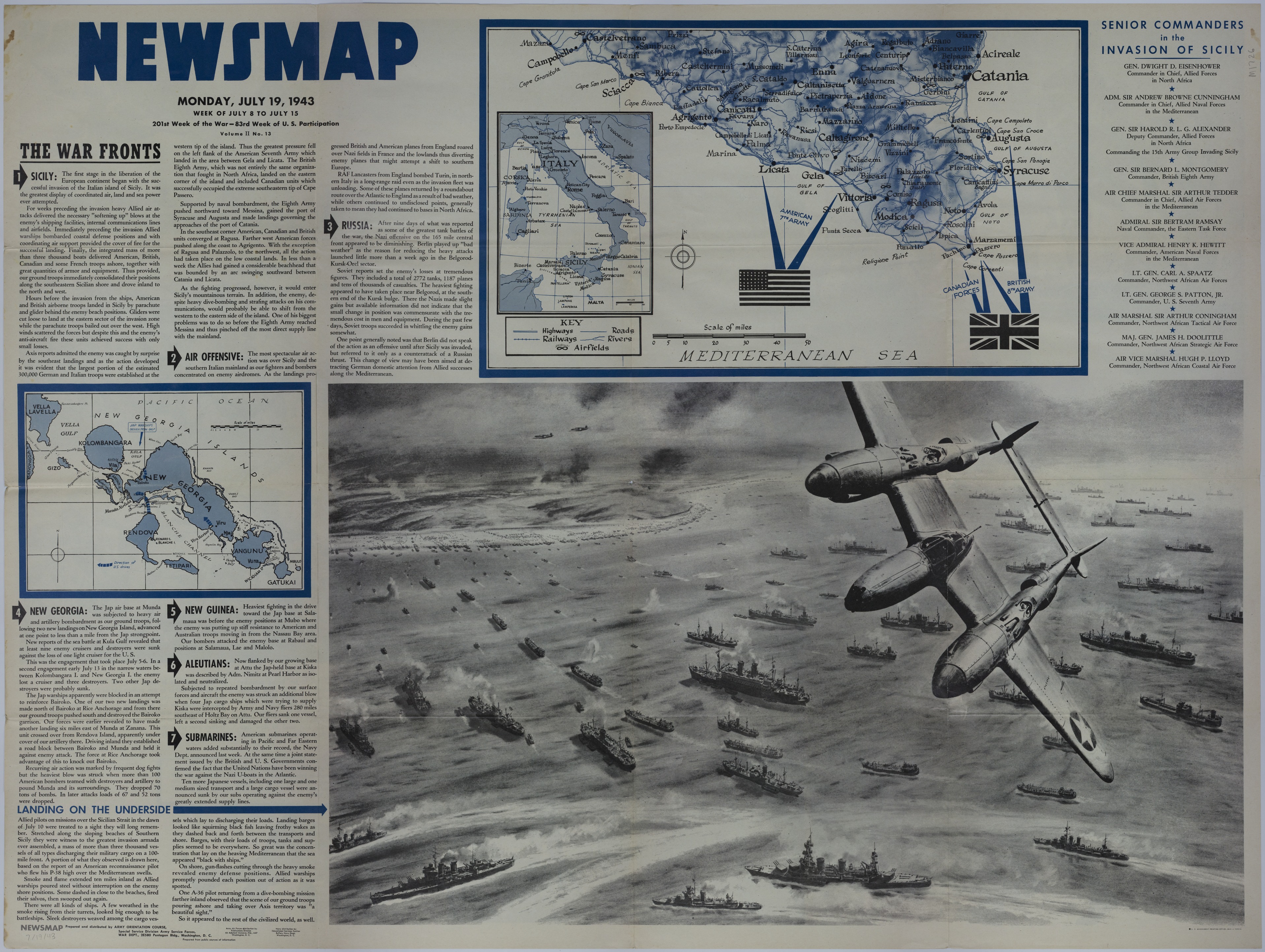 Map of the Invasion of Sicily