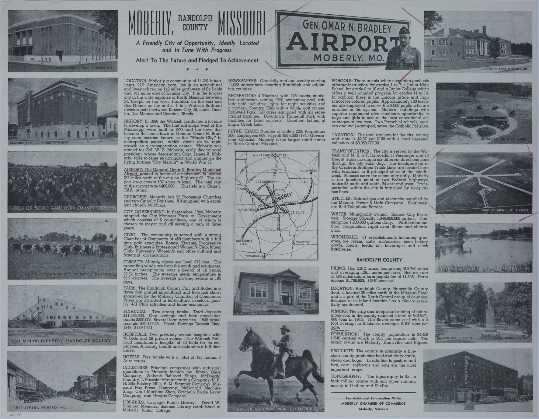 Map of Railroad Connections to Moberly, Missouri