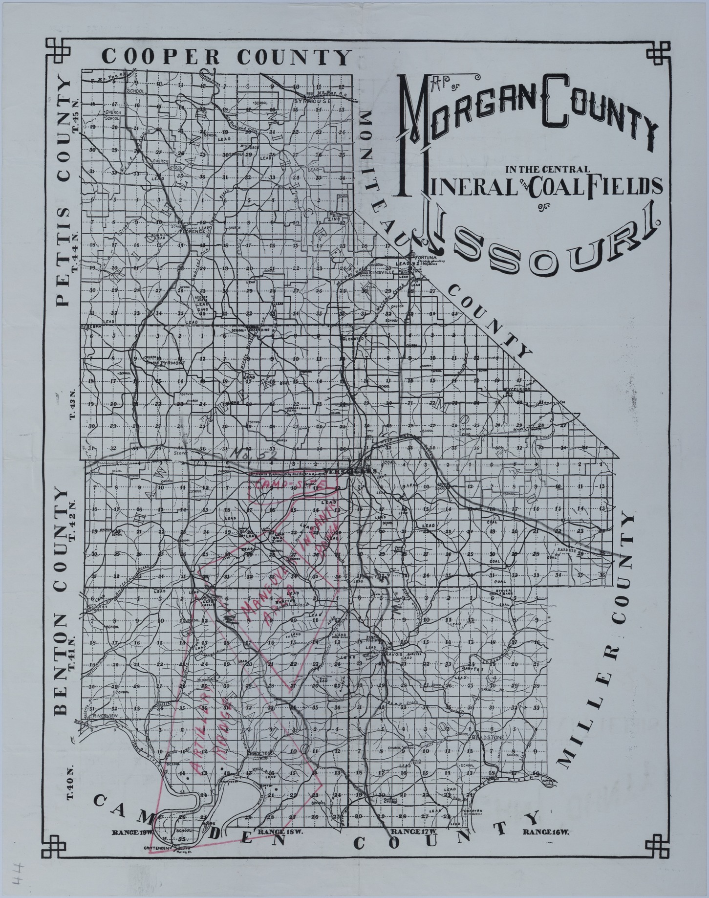 M184.jpg Map of a Proposed Military Base in Morgan County, Missouri