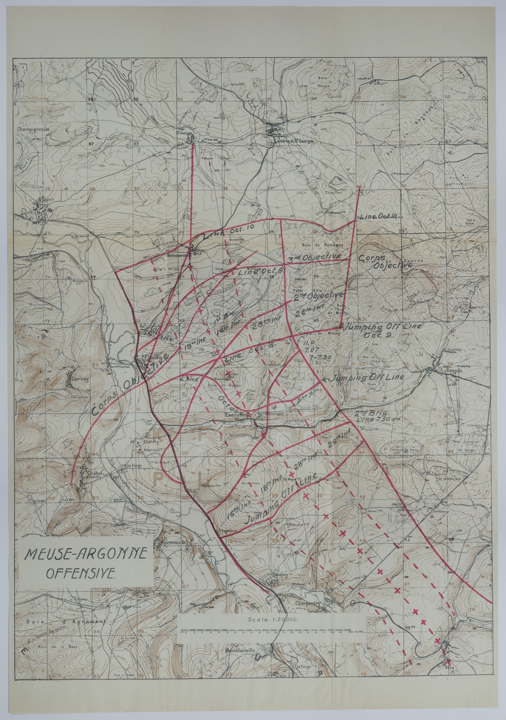 Map of the 1st Division During the Meuse-Argonne Offensive