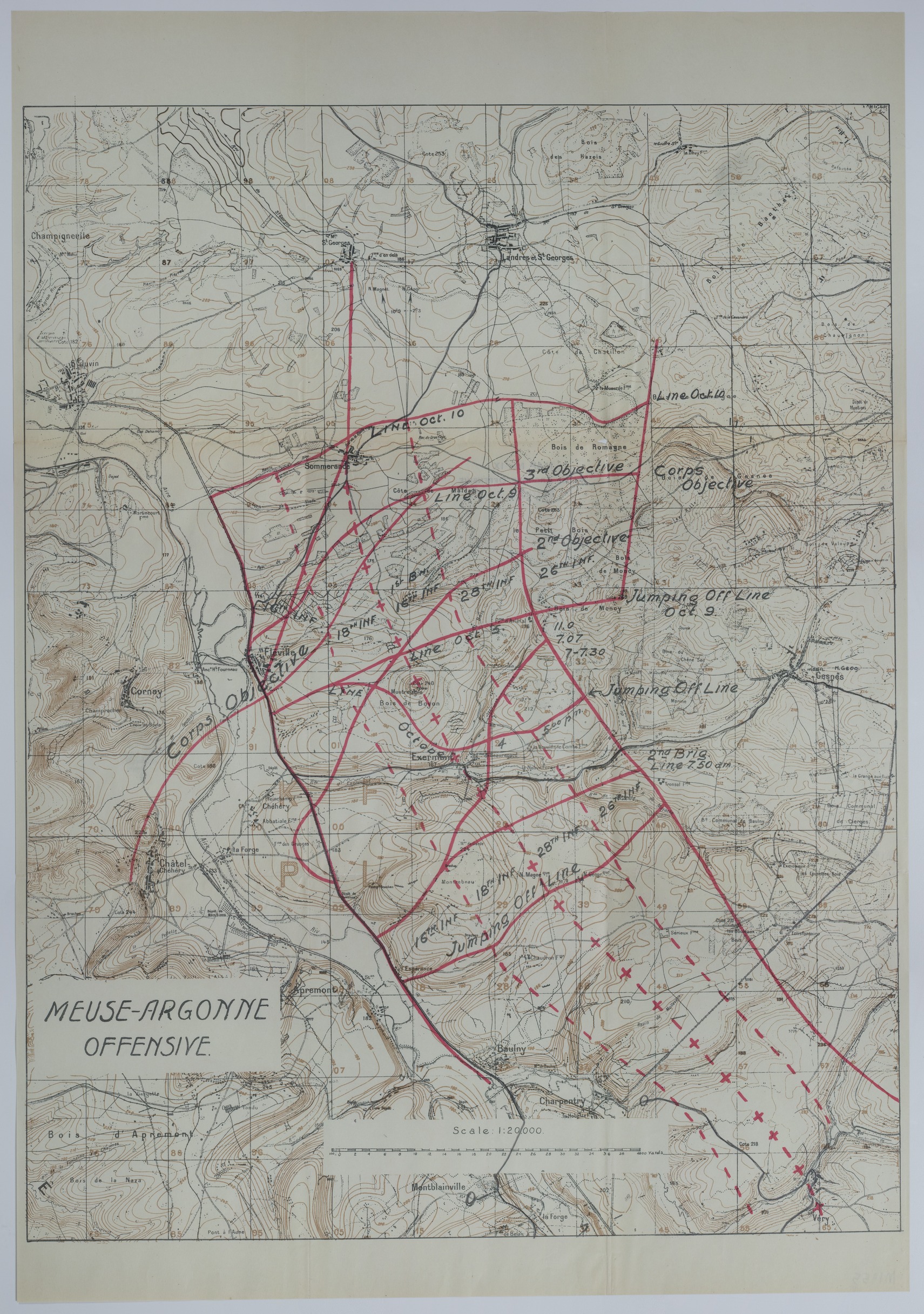 M1955.jpg Map of the 1st Division During the Meuse-Argonne Offensive