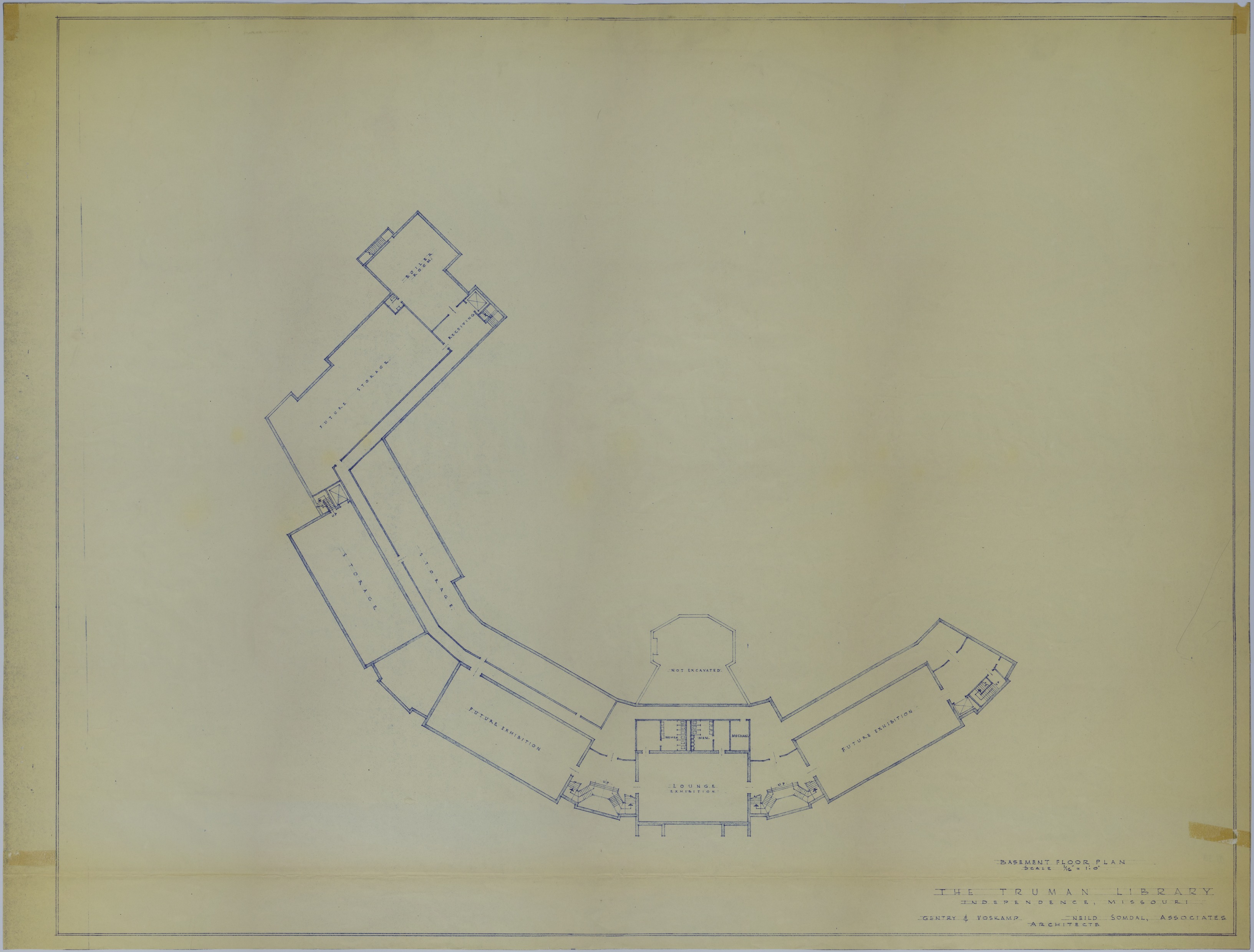 Drawing of the Proposed Basement of the Harry S. Truman Library