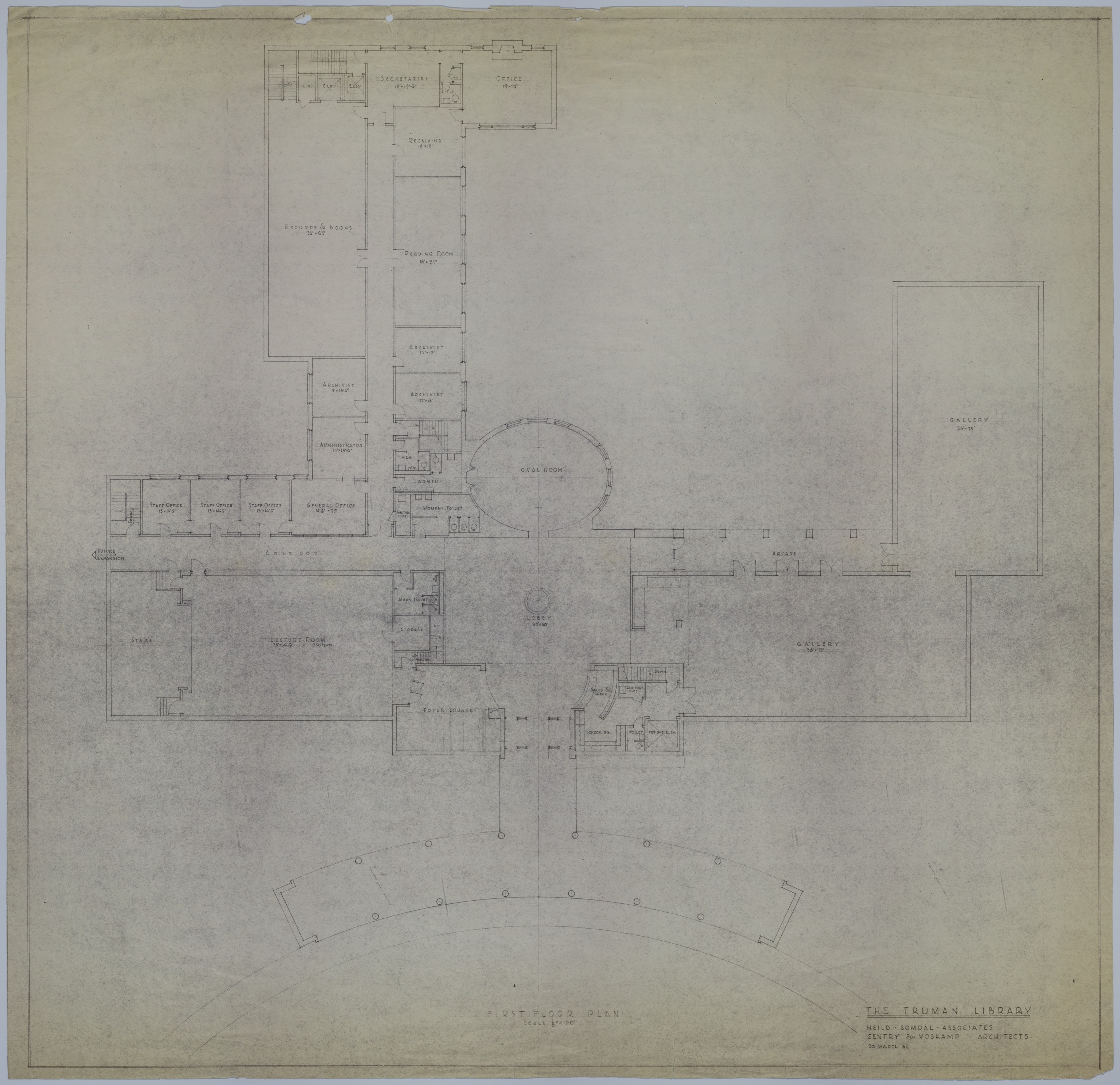 M36.jpg Drawing of the Proposed First Floor of the Harry S. Truman Library