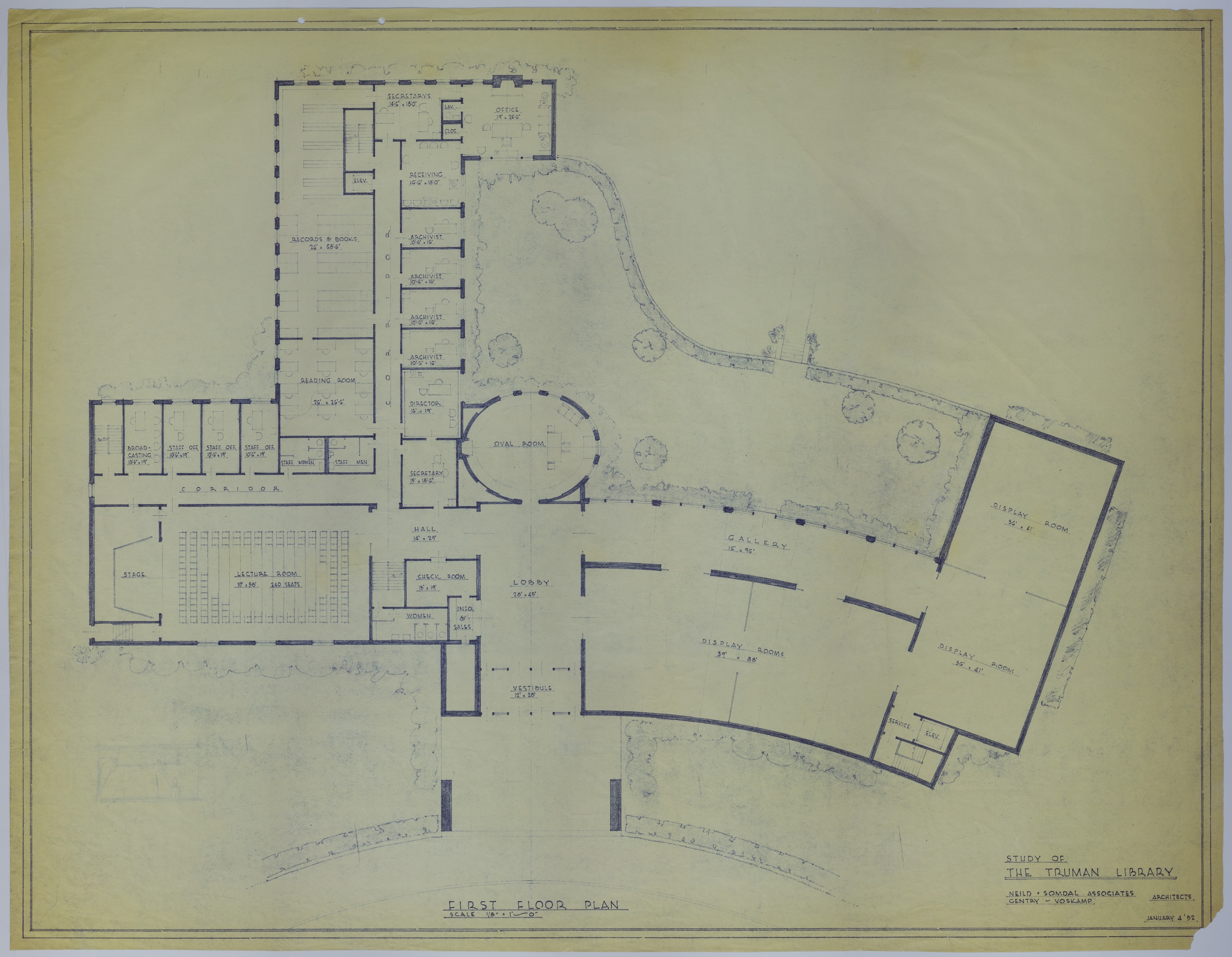 M41.jpg Drawing of the Proposed First Floor of the Harry S. Truman Library