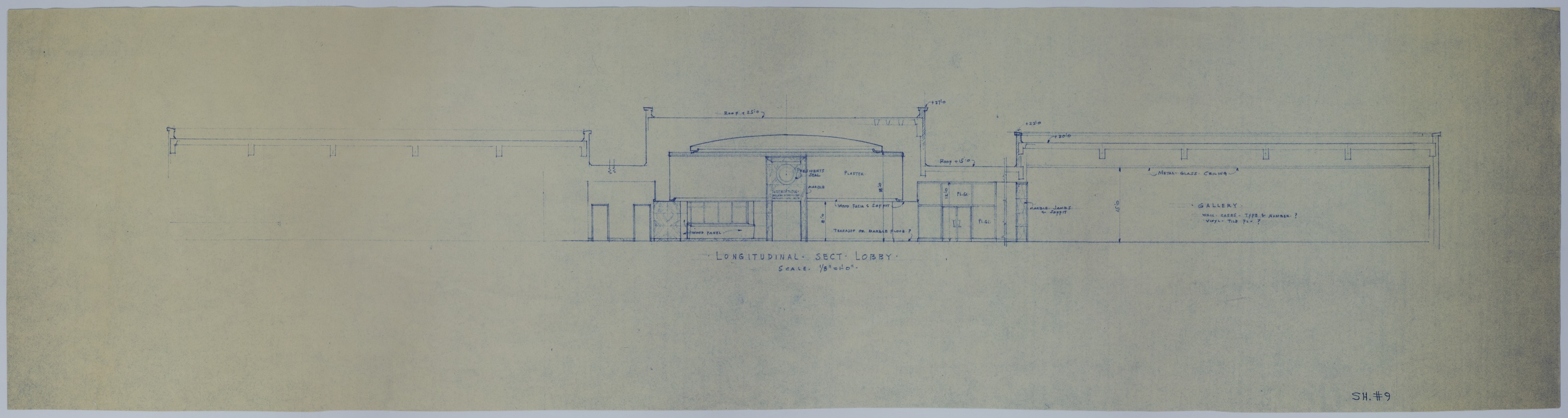 Drawing of the Proposed Lobby and Gallery of the Harry S. Truman Library