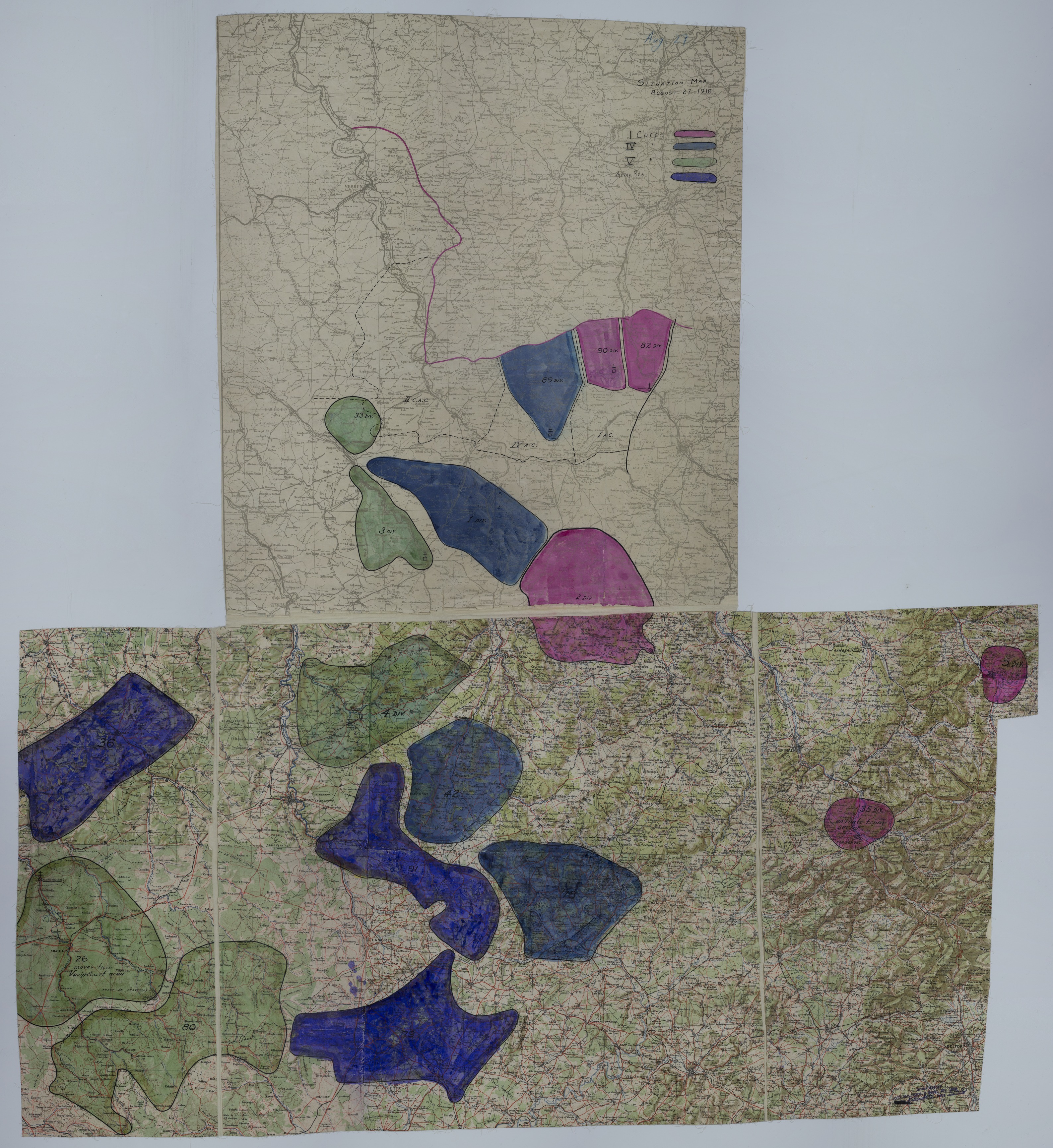 Map of Divisional Positions on August 27, 1918