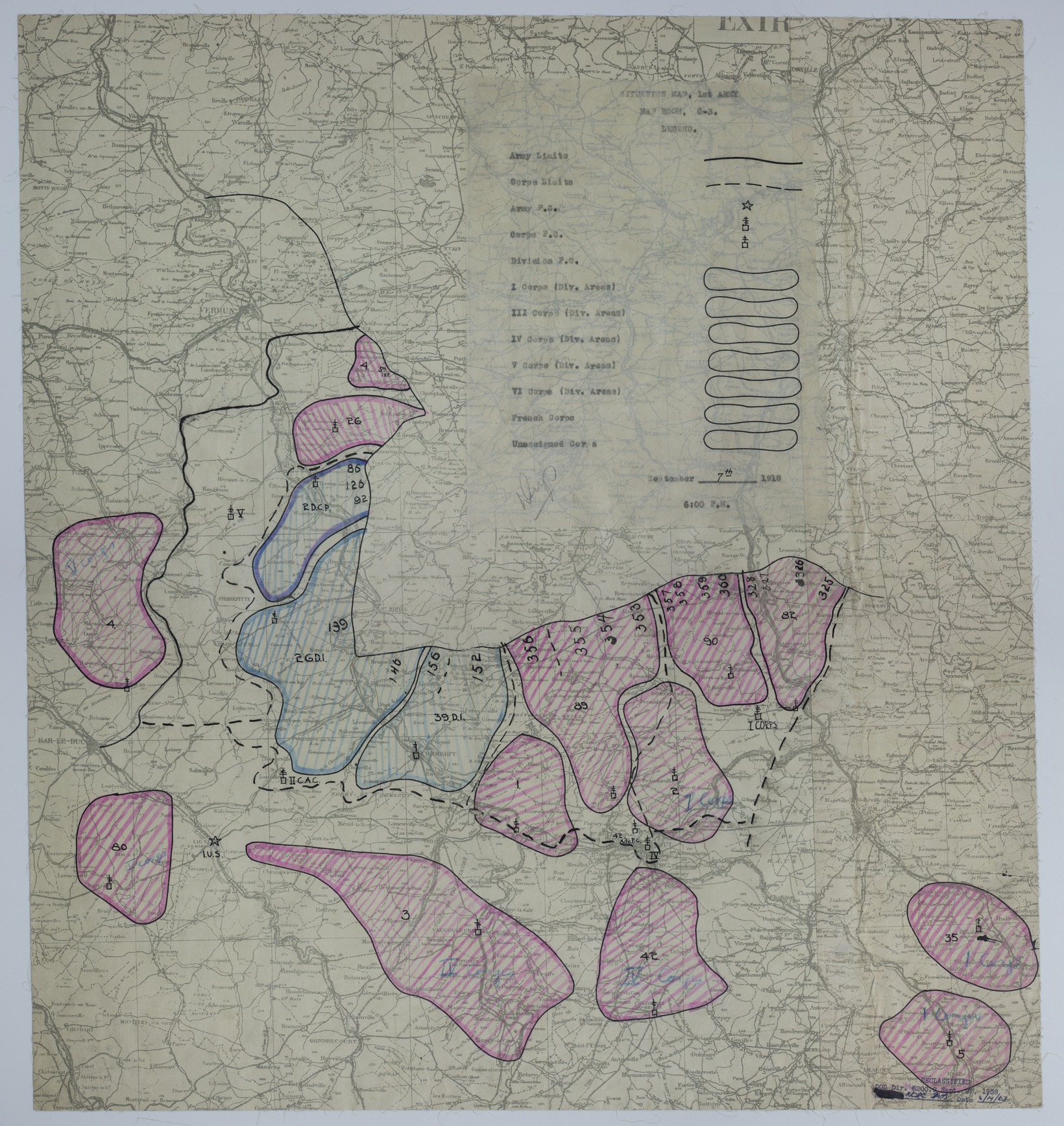 Map of Divisional Positions on September 7, 1918