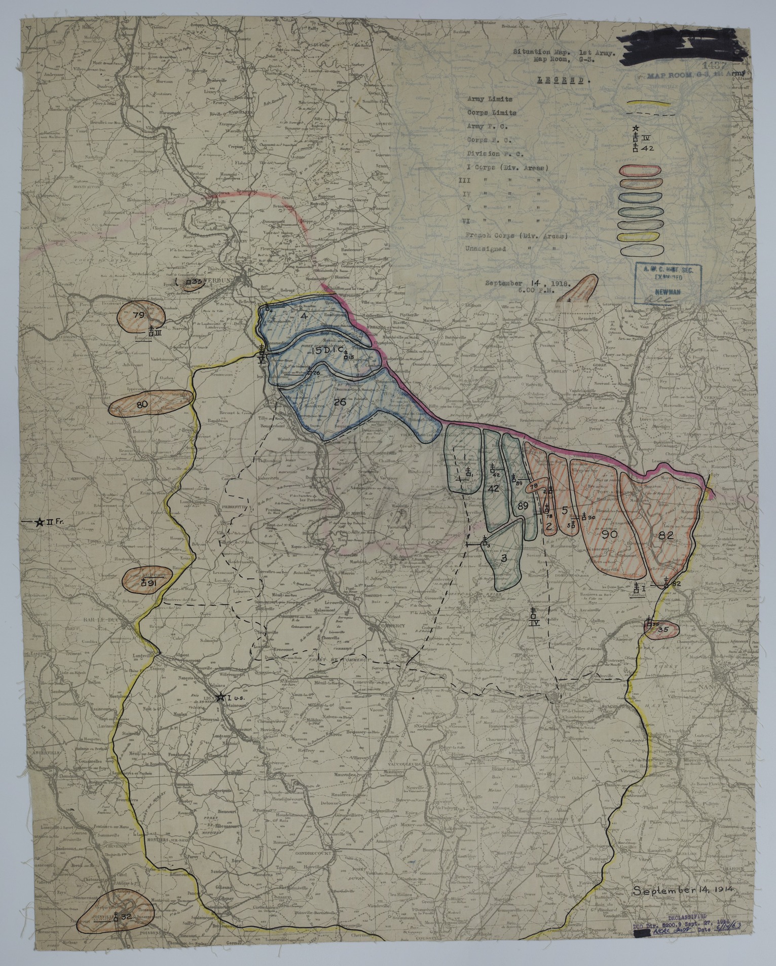 M481.jpg Map of Divisional Positions on September 14, 1918