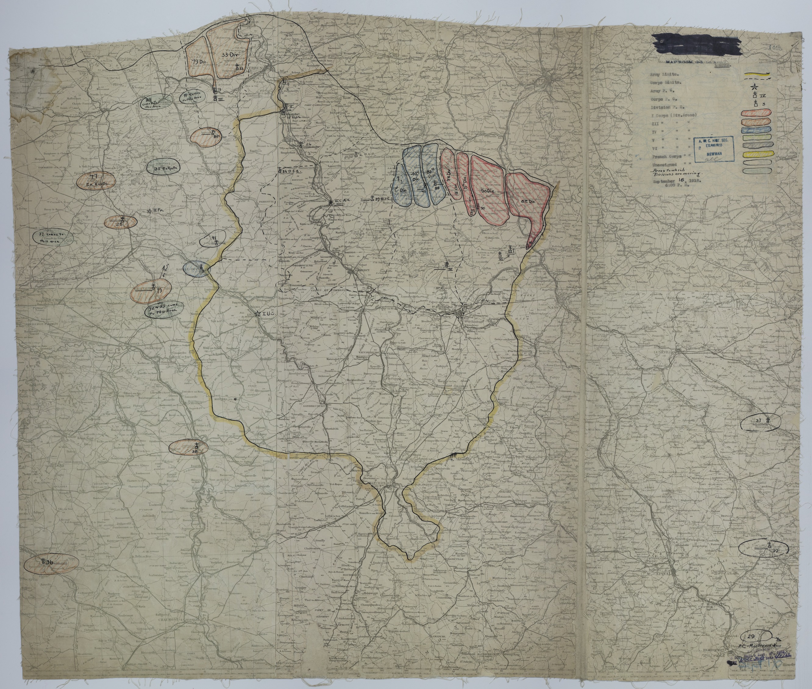 Map of Divisional Positions on September 15, 1918