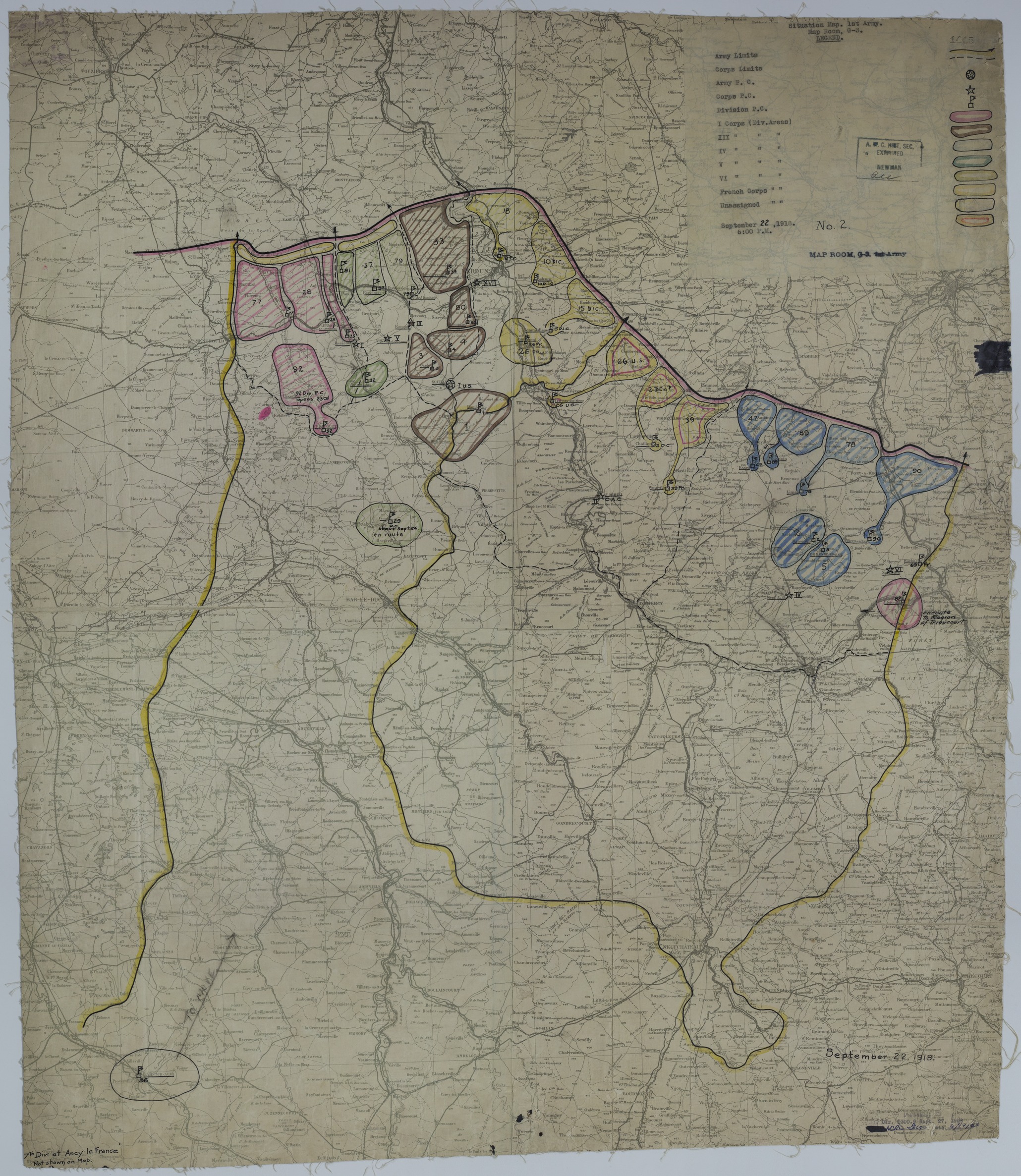 M490.jpg Map of Divisional Positions on September 22, 1918