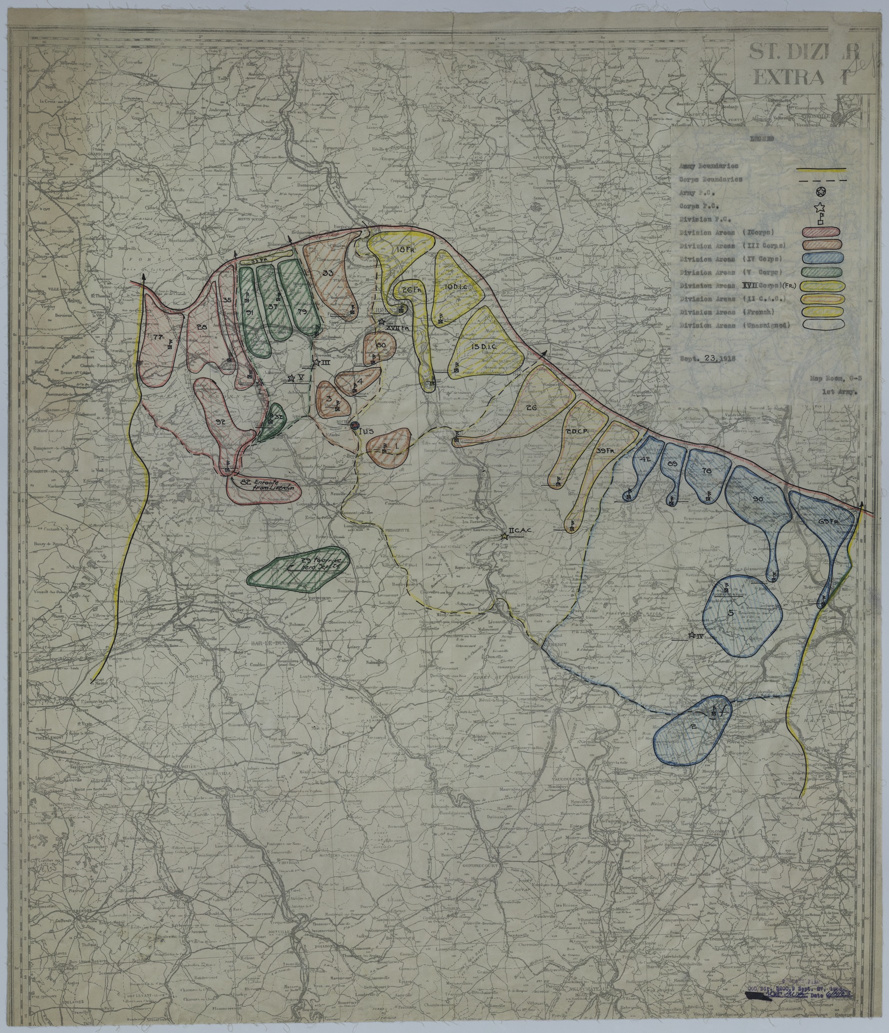 M491.jpg Map of Divisional Positions on September 23, 1918
