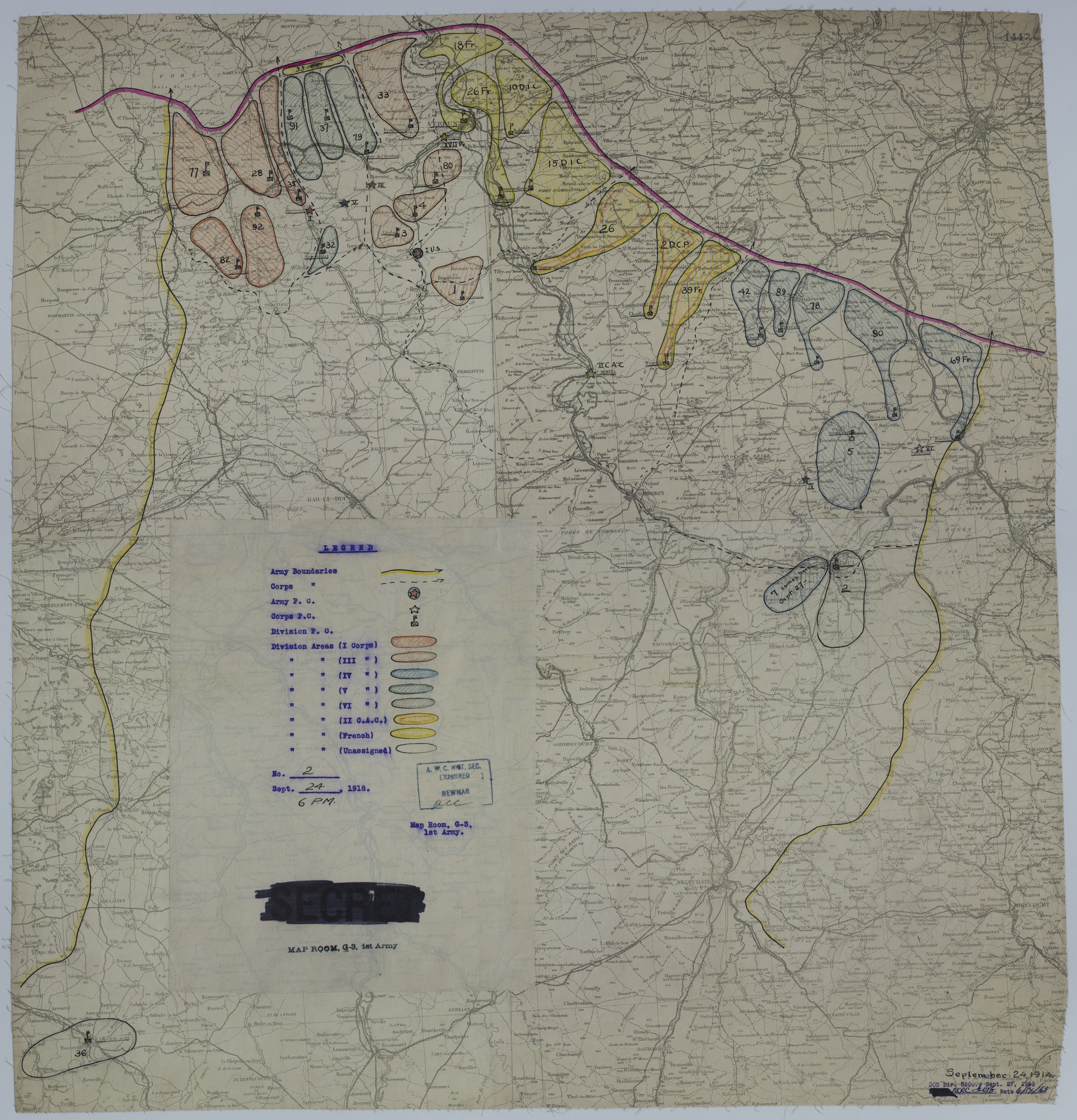 Map of Divisional Positions on September 24, 1918