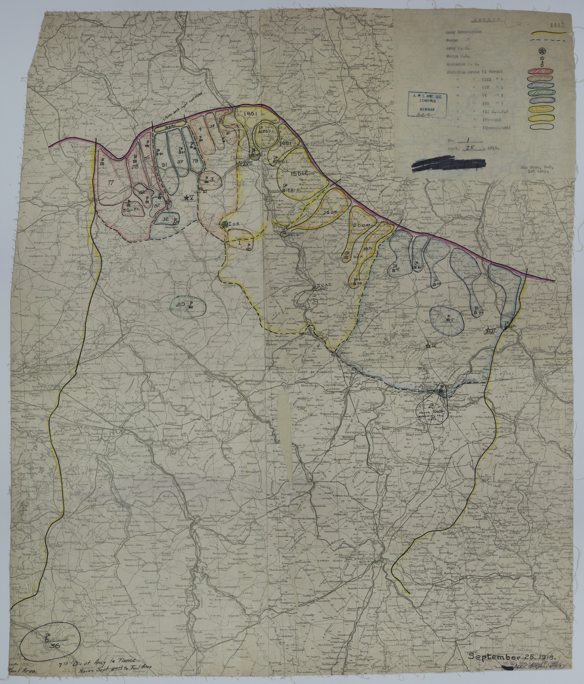 M493.jpg Map of Divisional Positions on September 25, 1918