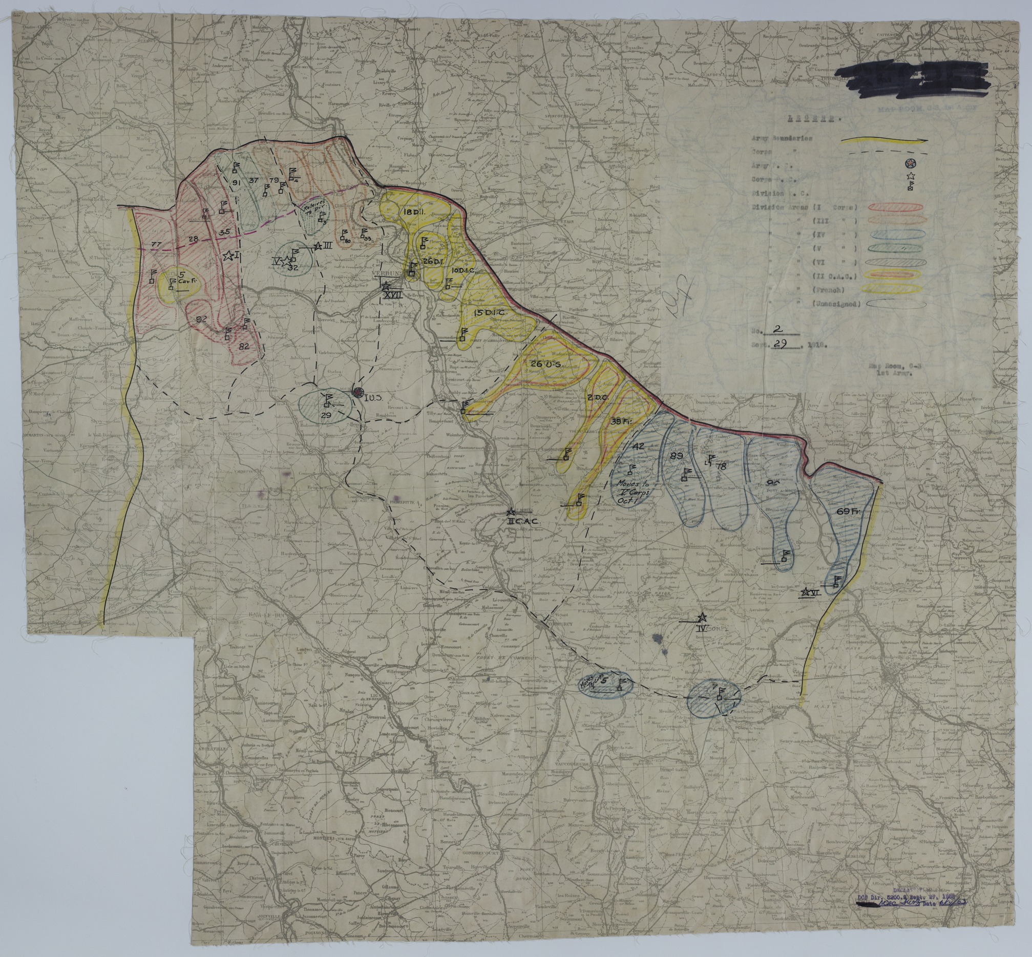 Map of Divisional Positions on September 29, 1918